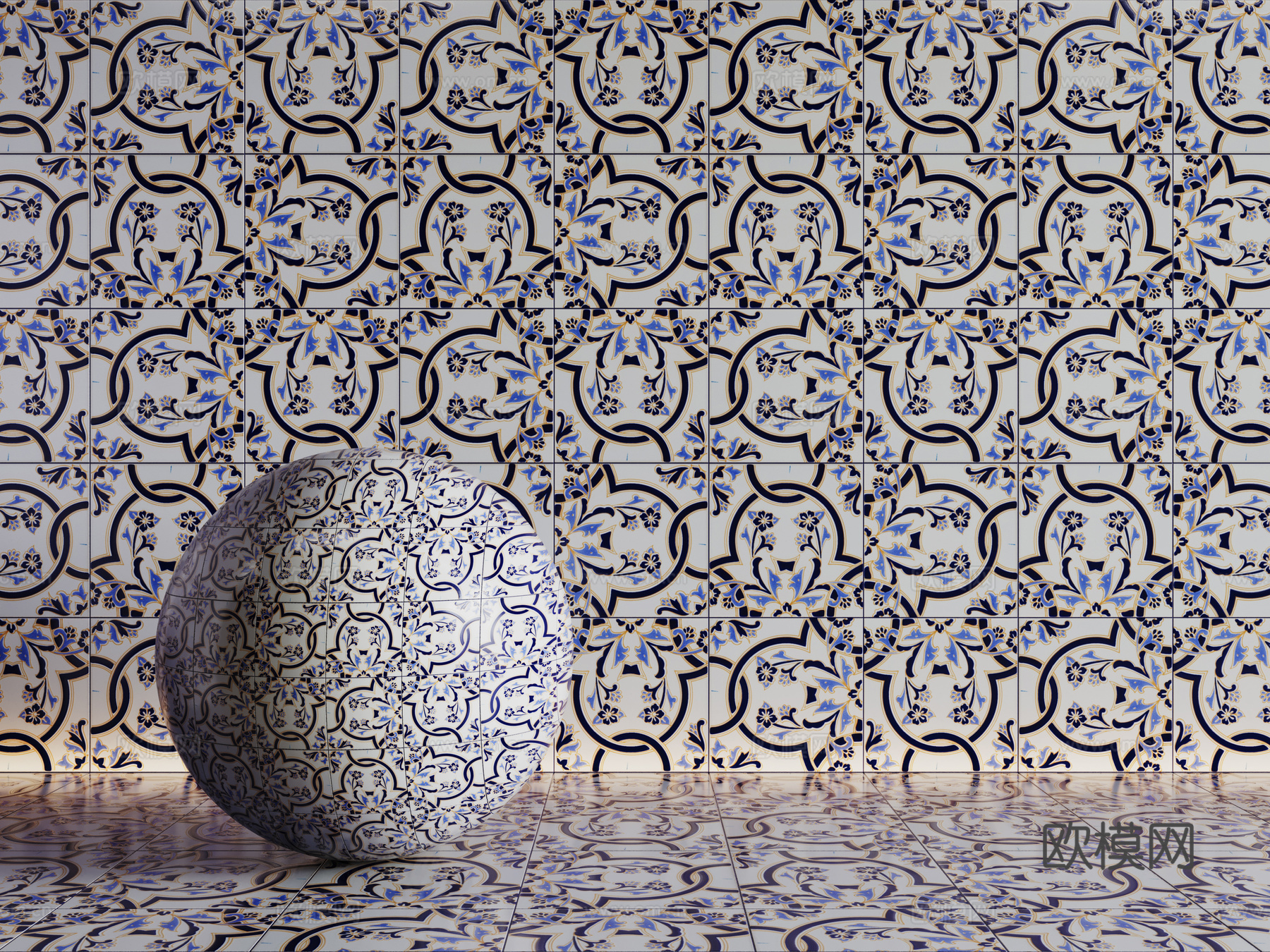 法式拼花瓷砖 厨房瓷砖 洗手间瓷砖 地砖 墙砖 花砖su模型