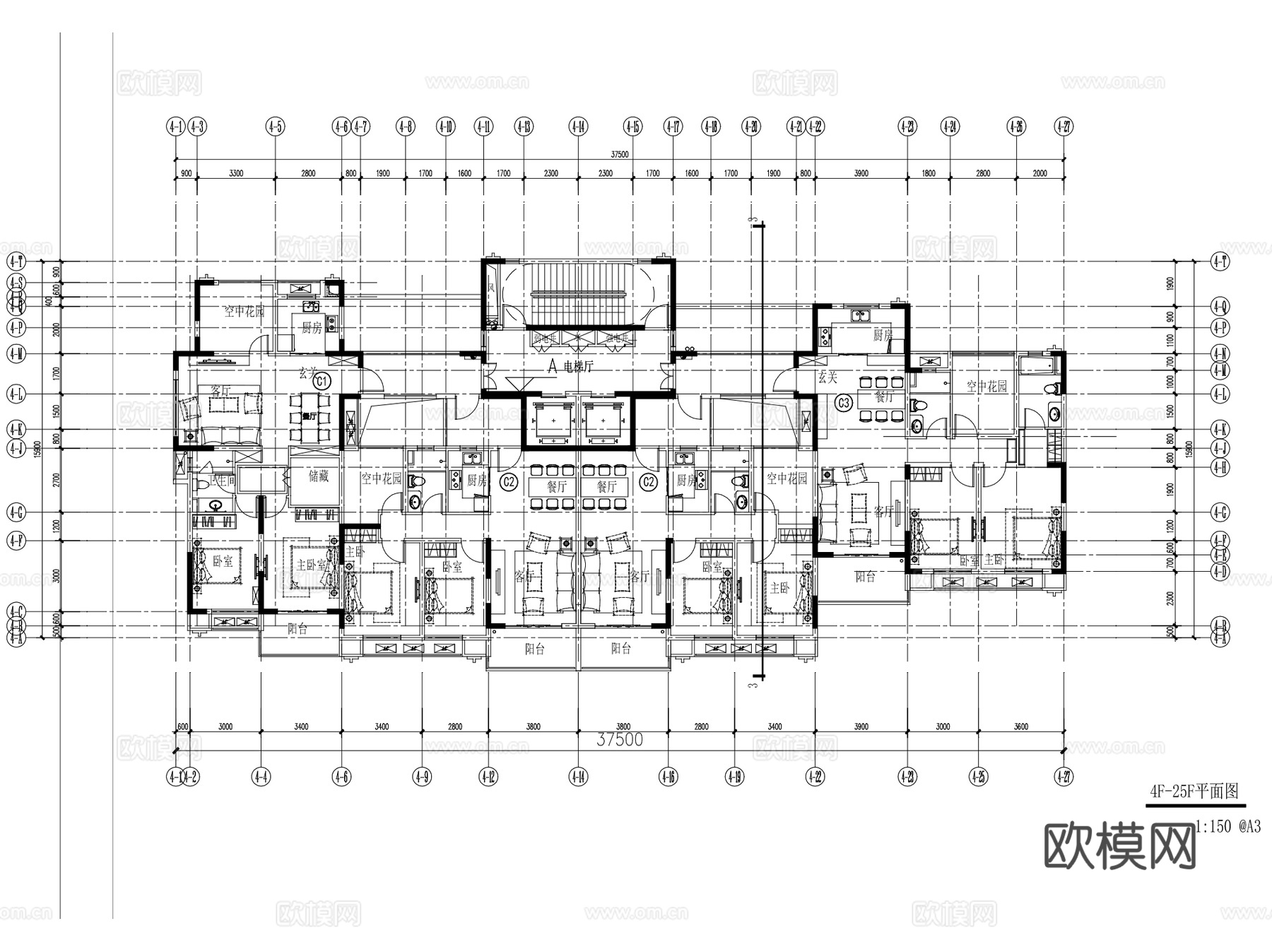 苏州万科城市商住综合体建筑CAD施工图+SU+文本cad施工图