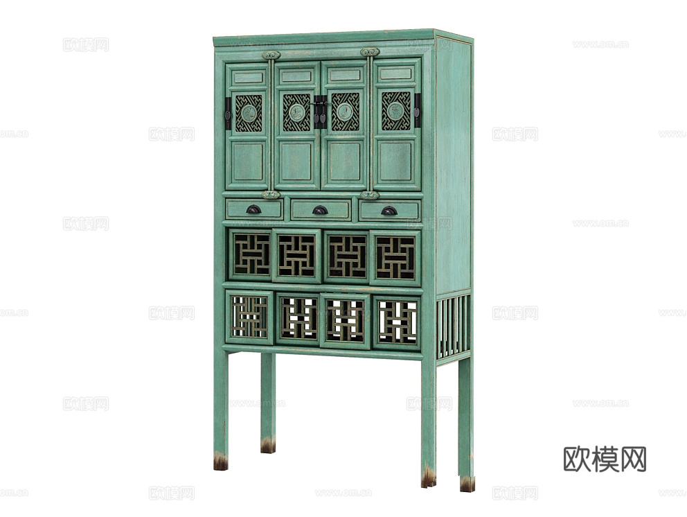 LoftDesigne 中古风边柜3d模型下载（渲染图1）