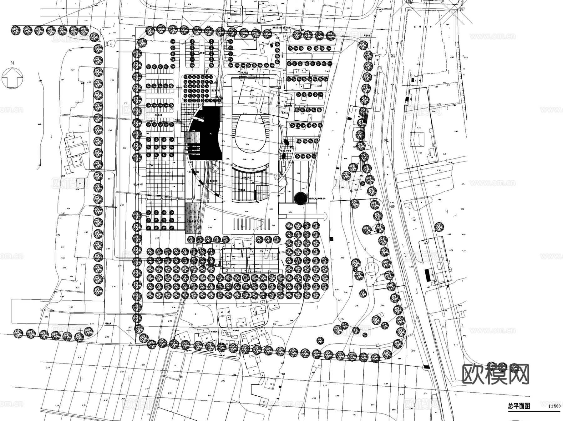 浙江长兴县大剧院影剧院建筑CAD施工图集+文本cad施工图