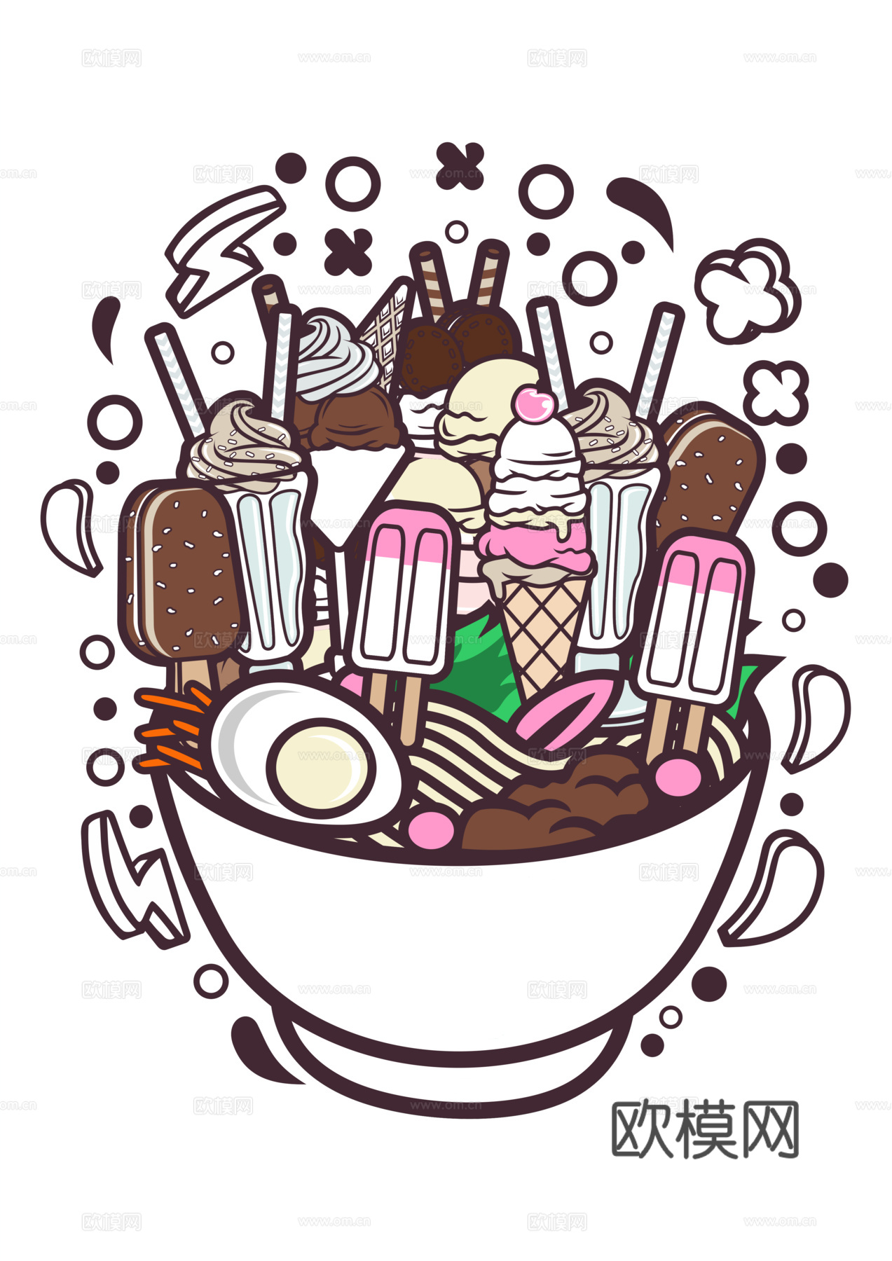 创意卡通潮流涂鸦插画印花139