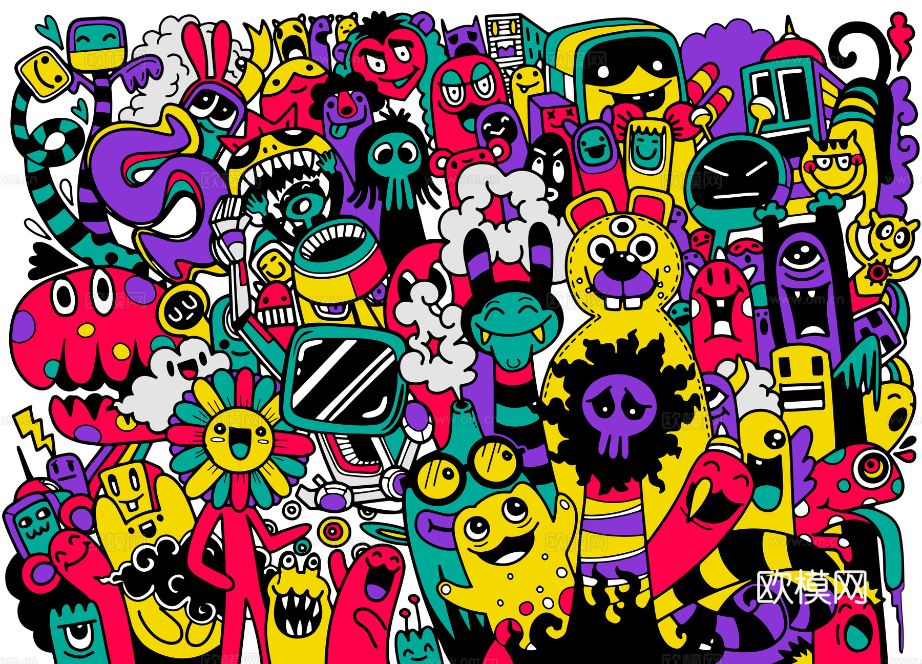 创意可爱卡通涂鸦插画111