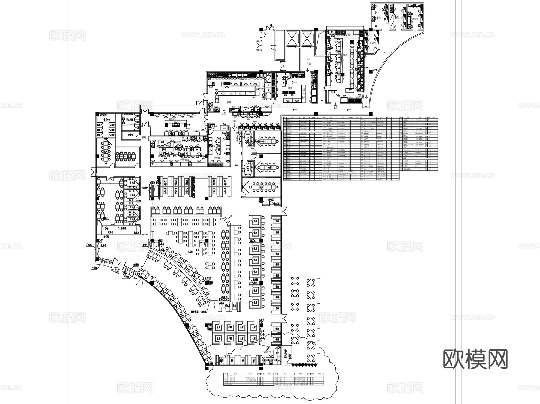 厨房饭店餐厅室内装饰平面CAD施工图集 65套cad施工图