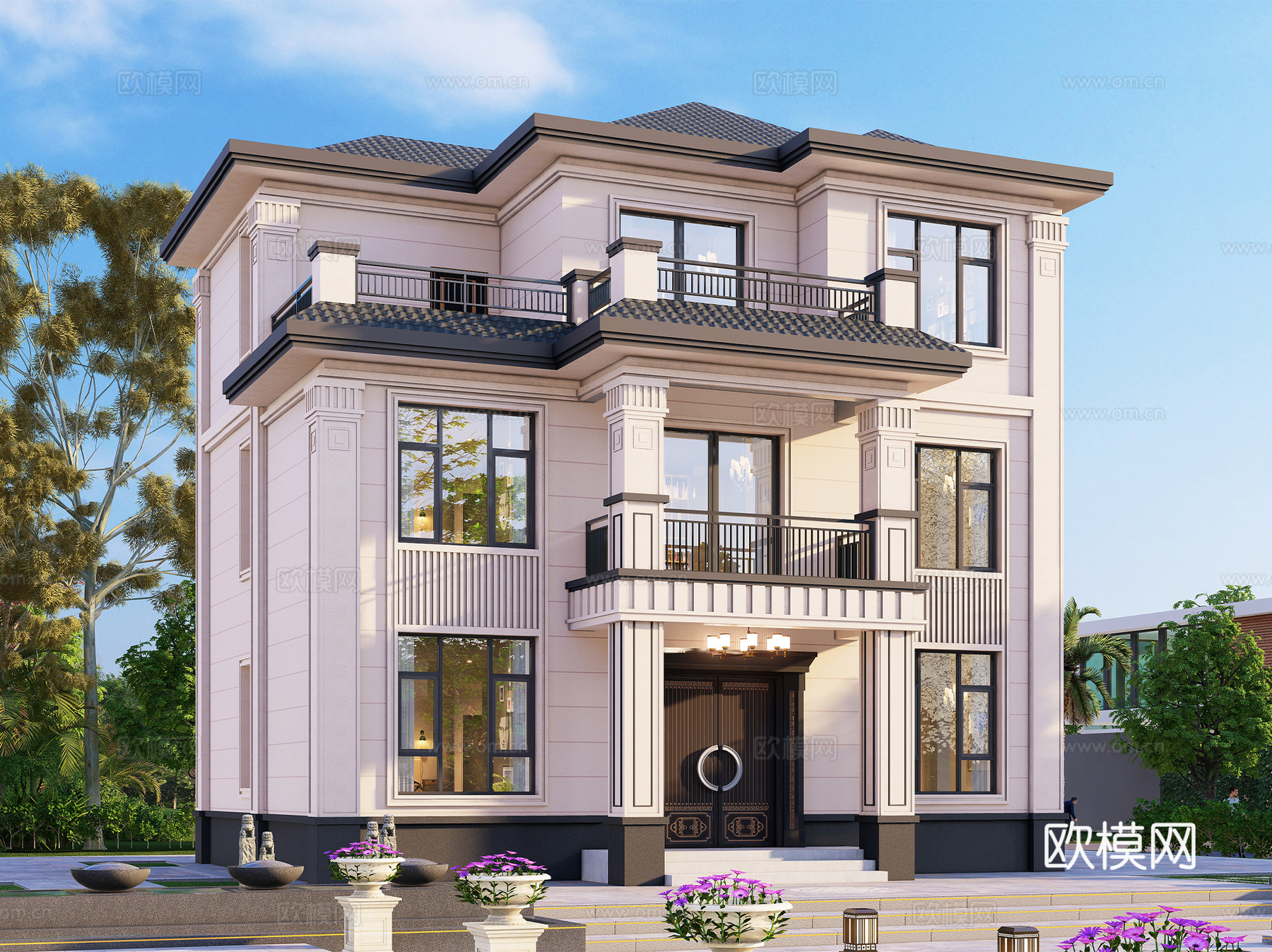 新中式三层独栋别墅乡村农村自建房住宅建筑CAD施工图cad施工图