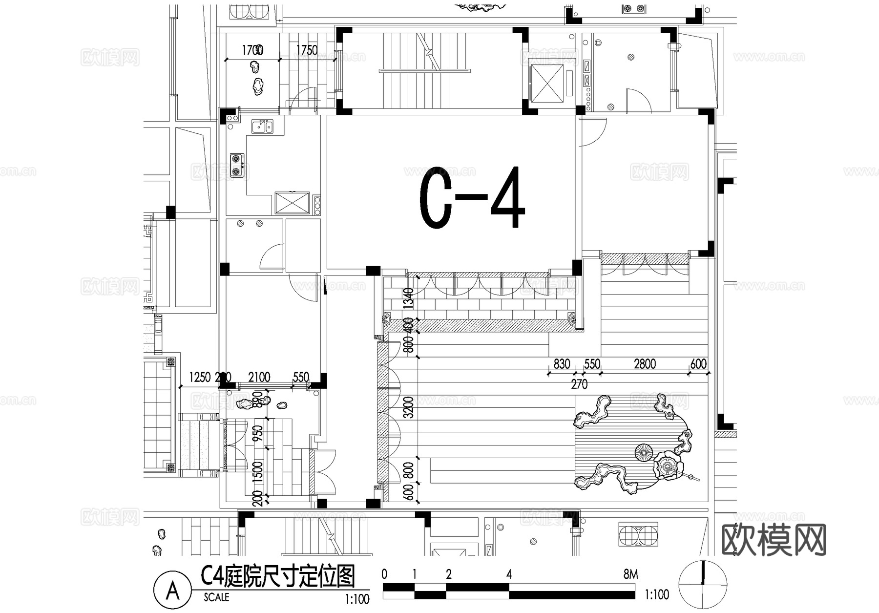 新中式别墅庭院景观平面图CAD施工图cad施工图