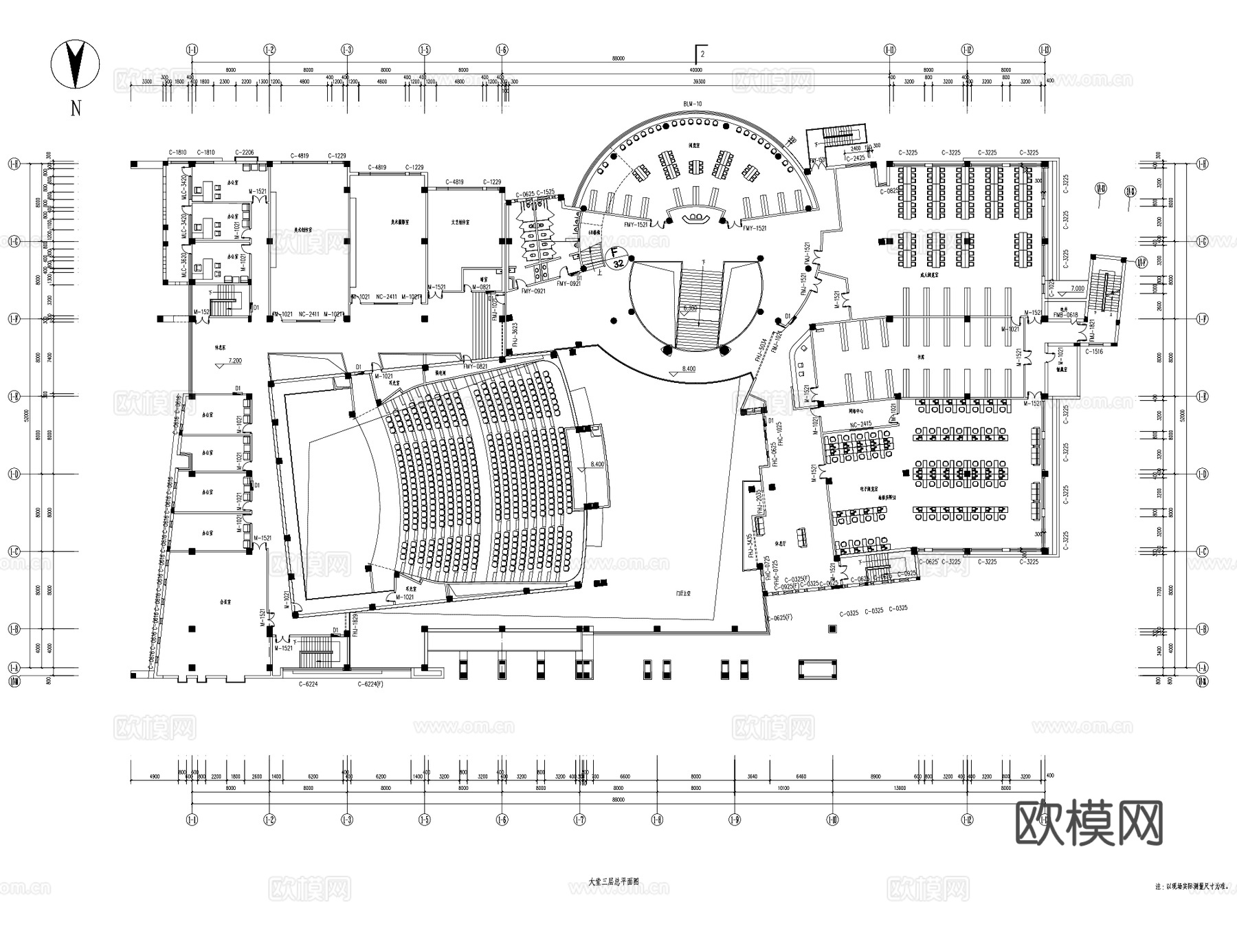 图书馆阅览室室内装饰设计CAD施工图集 5套cad施工图