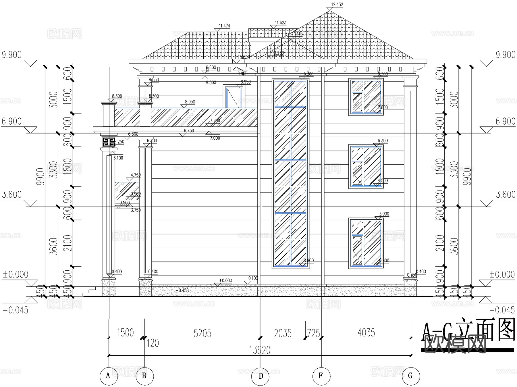 新中式三层独栋别墅乡村农村自建房住宅建筑CAD施工图cad施工图