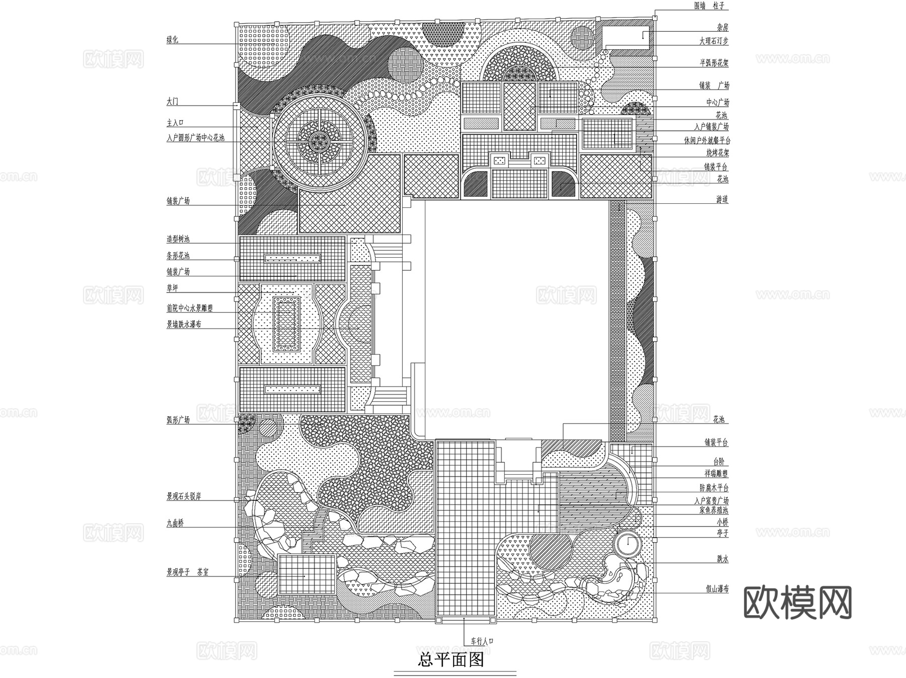 别墅花园私家庭院景观平面图集CAD施工图cad施工图