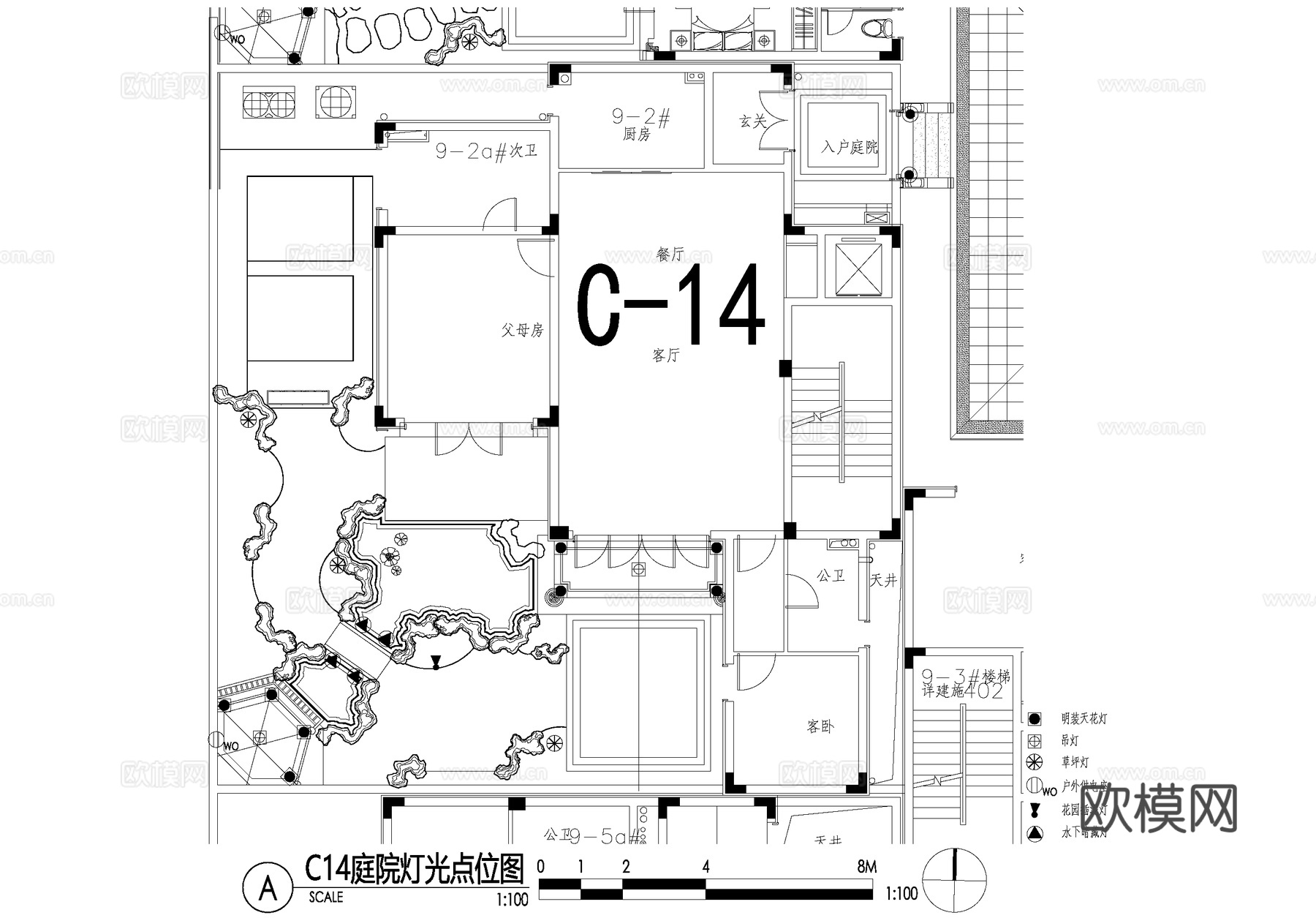 新中式别墅庭院景观平面图CAD施工图cad施工图
