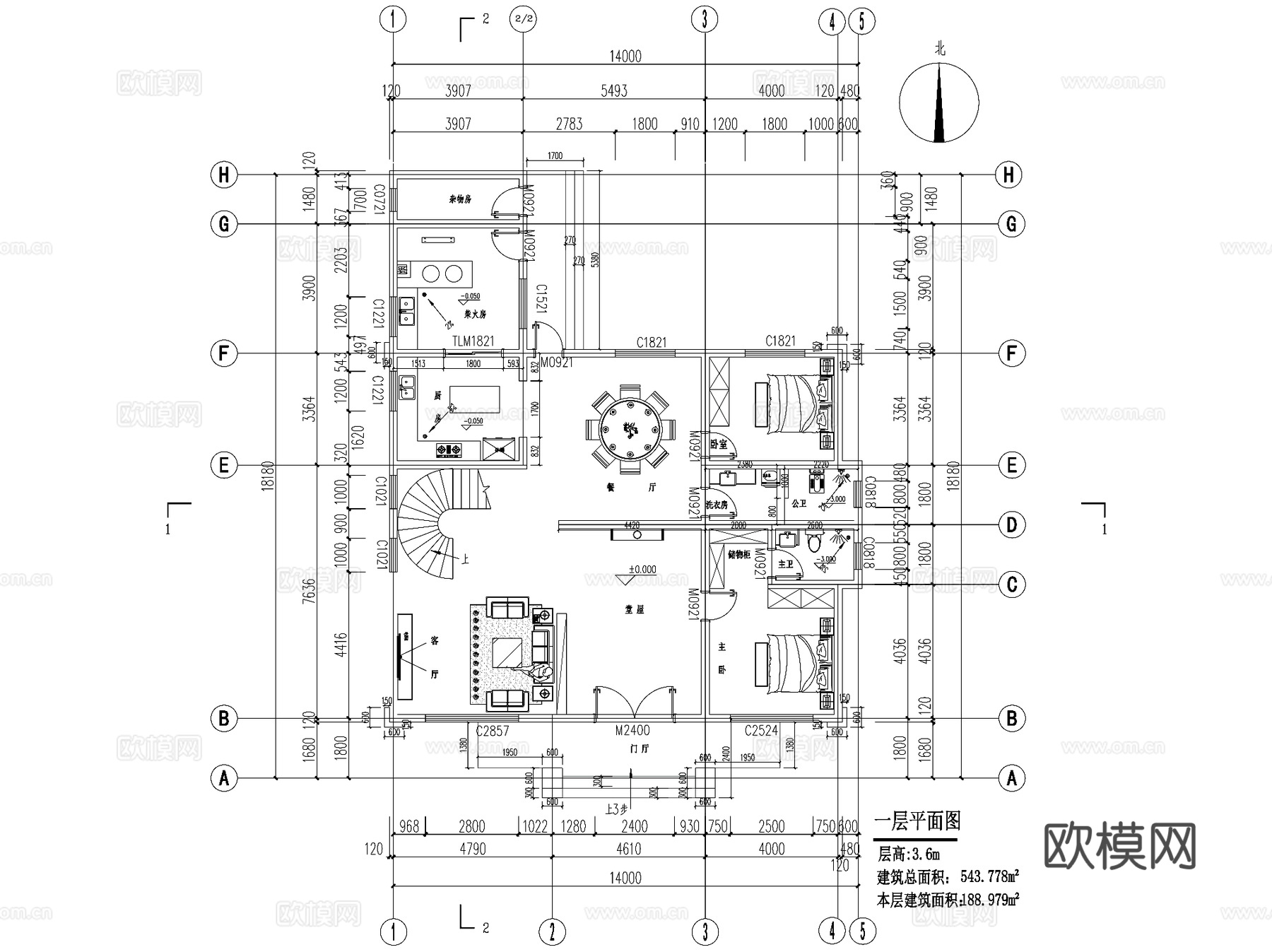 新中式三层独栋别墅乡村农村自建房住宅建筑CAD施工图cad施工图