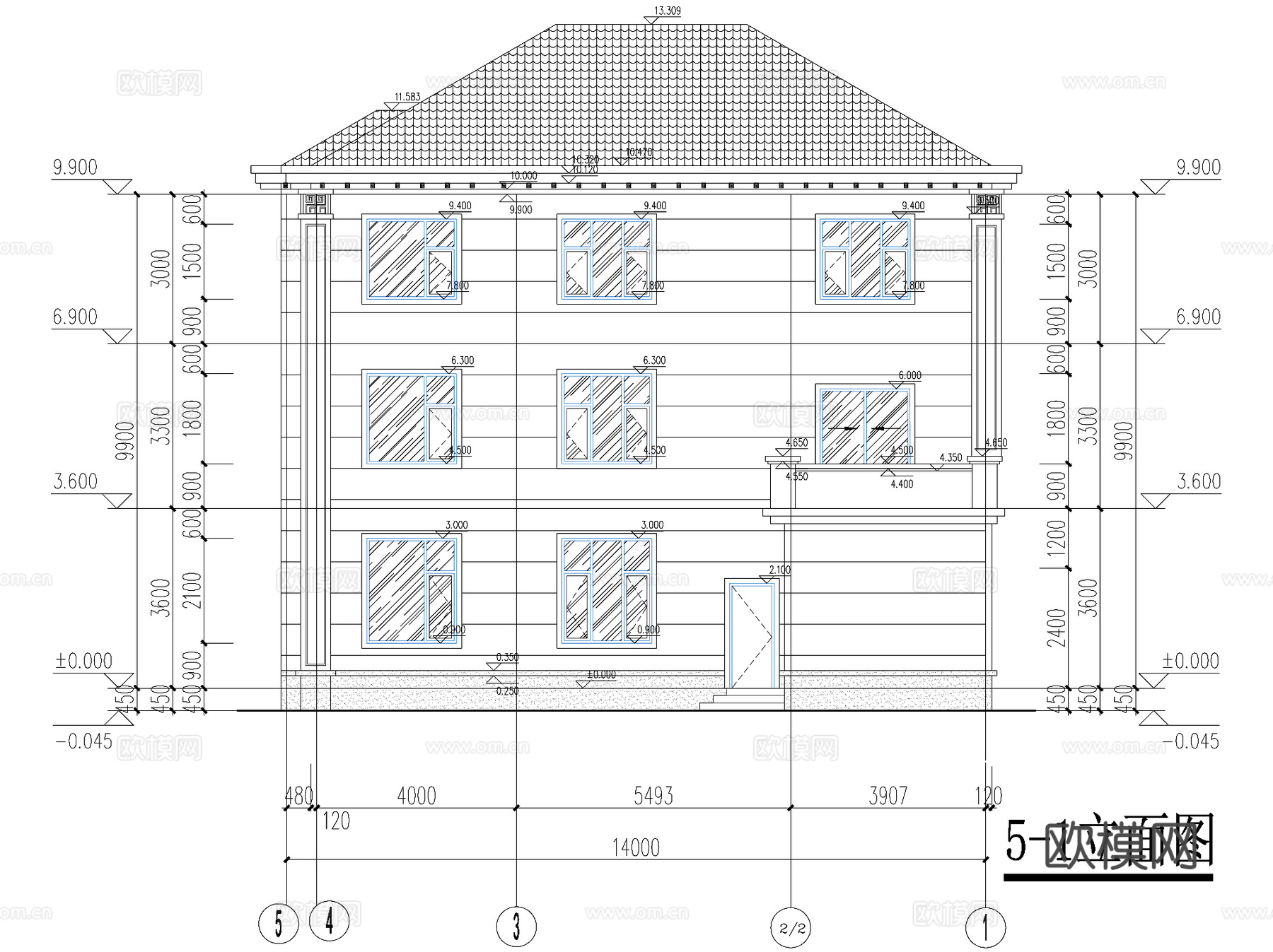 新中式三层独栋别墅乡村农村自建房住宅建筑CAD施工图cad施工图