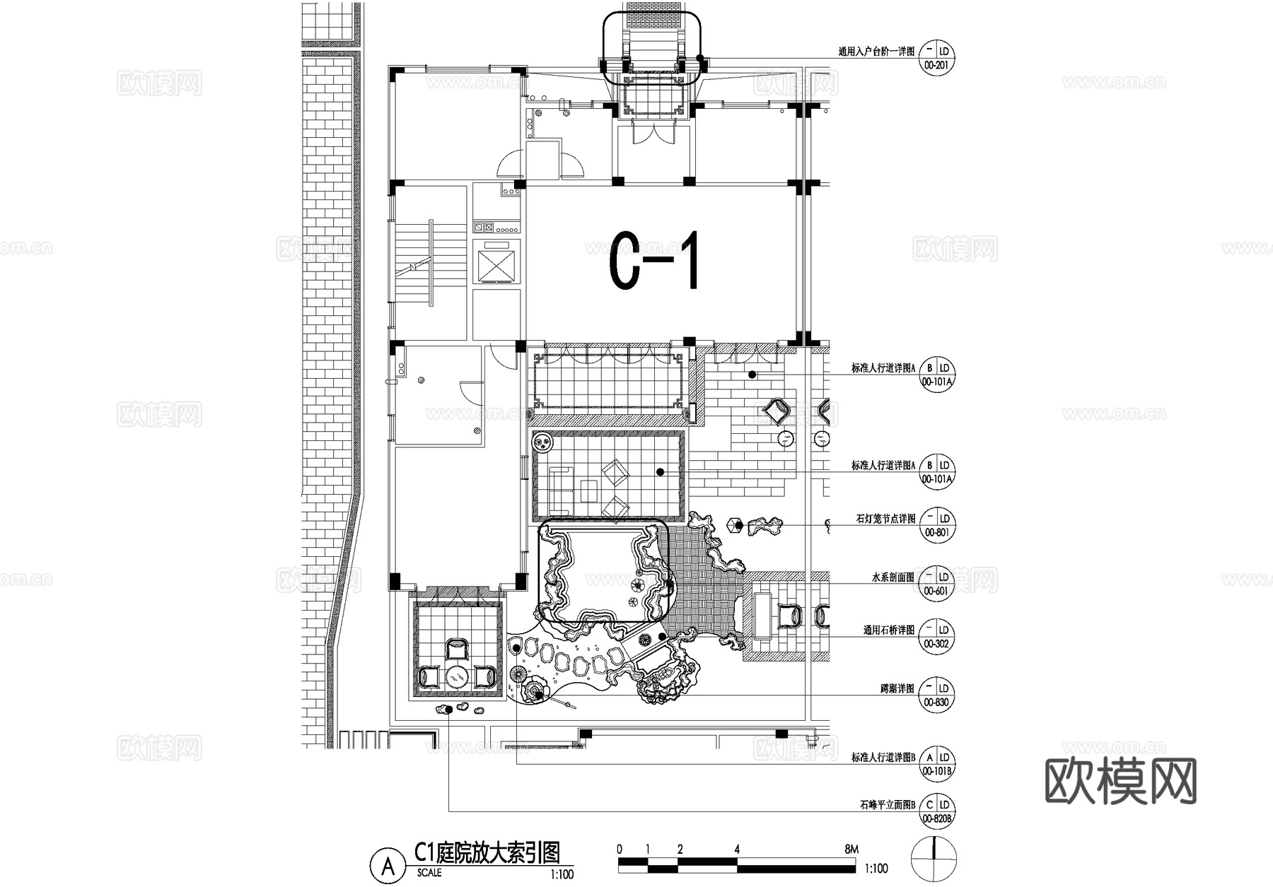 新中式别墅庭院景观平面图CAD施工图cad施工图