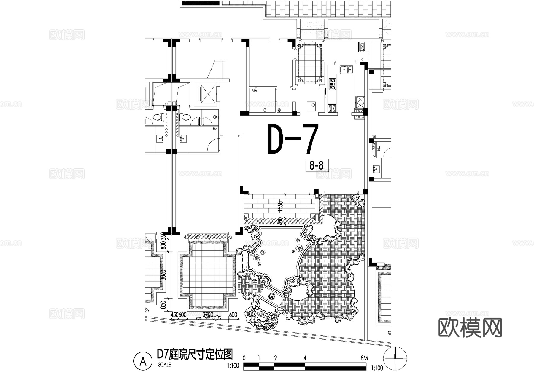 新中式别墅庭院景观平面图CAD施工图cad施工图