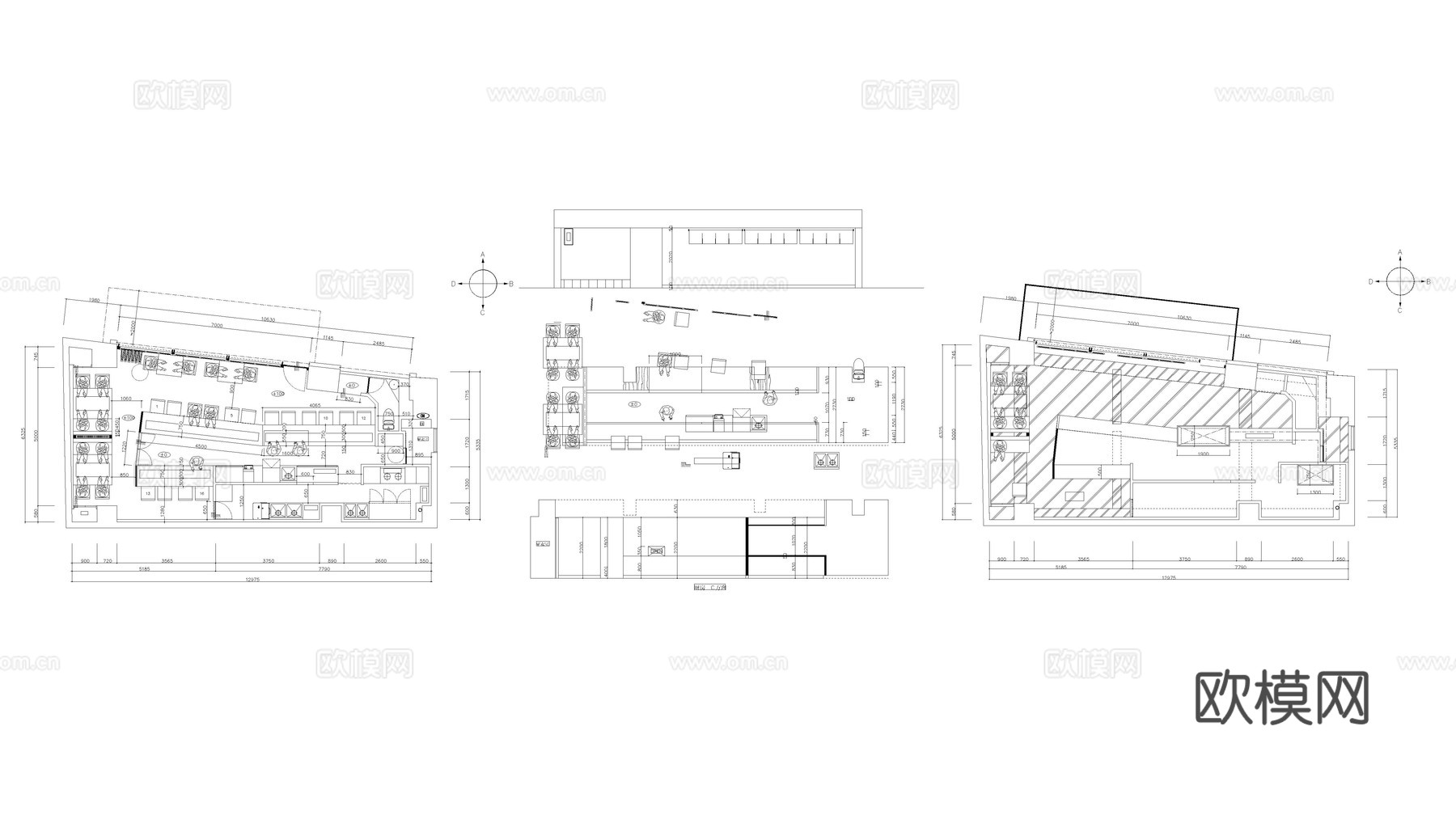 居酒屋平立面图纸cad施工图