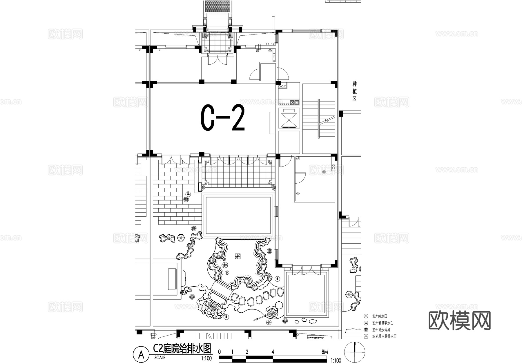 新中式别墅庭院景观平面图CAD施工图cad施工图