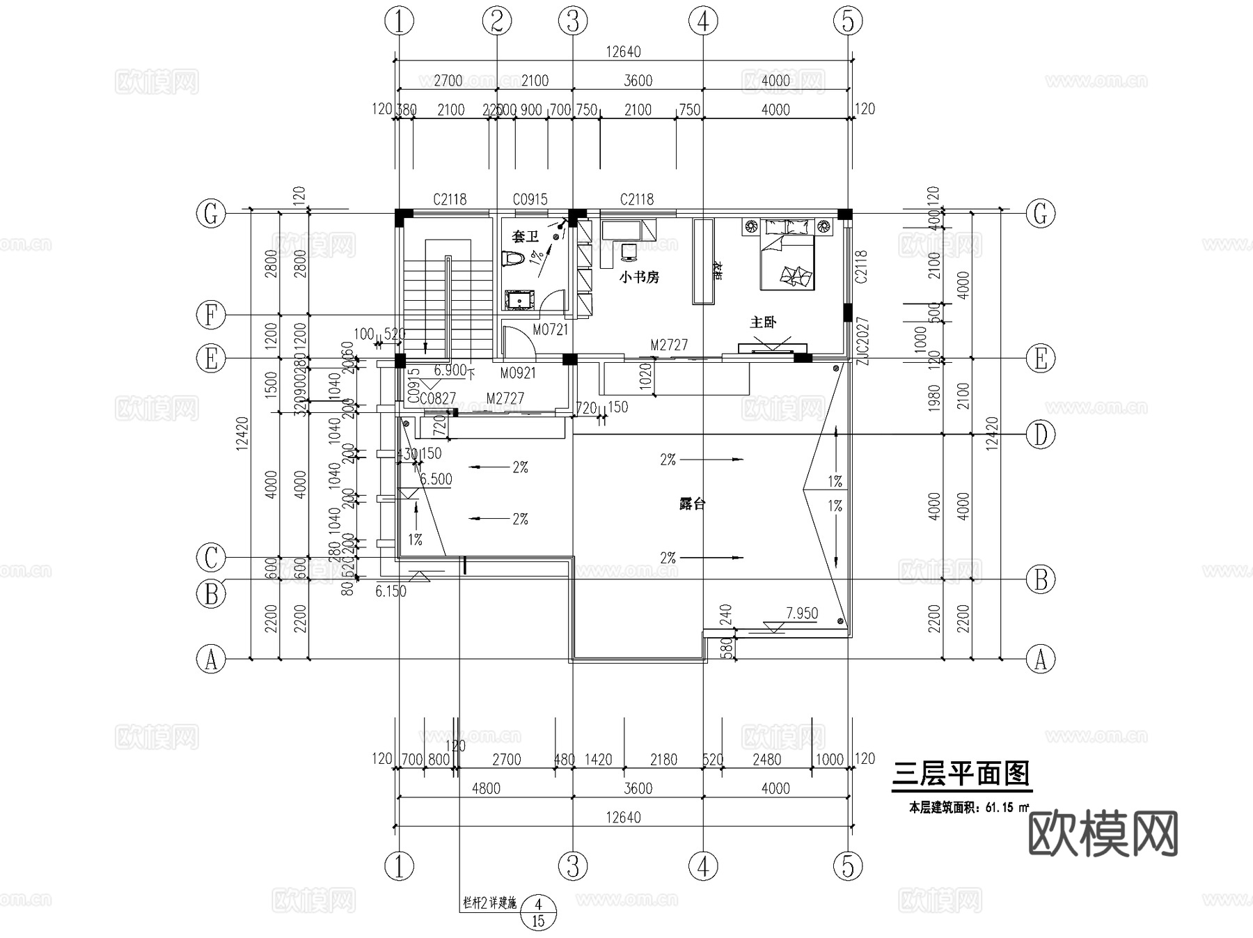 现代三层独栋别墅乡村农村自建房住宅建筑CAD施工图cad施工图