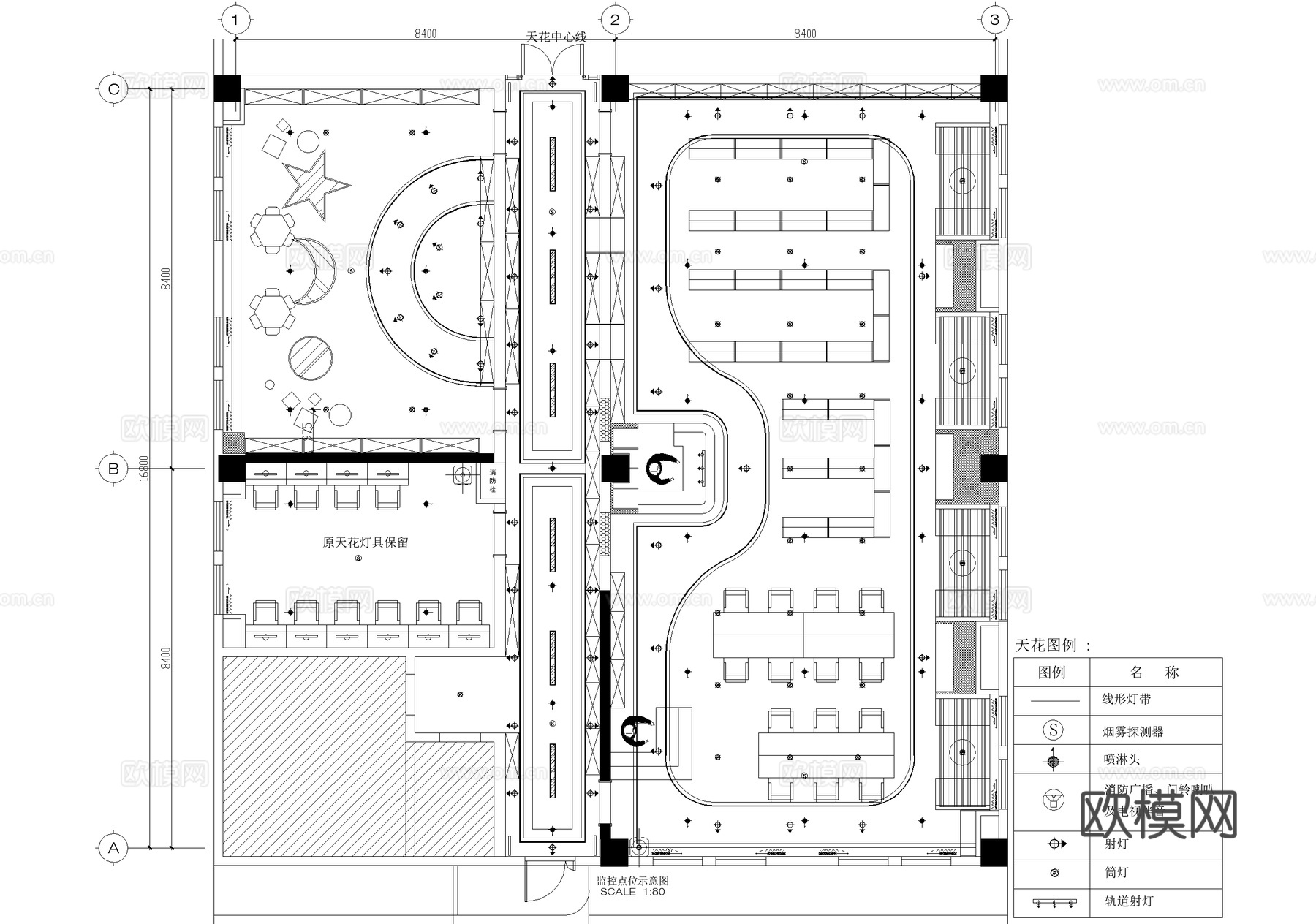 图书馆阅览室平面系统图详图cad施工图