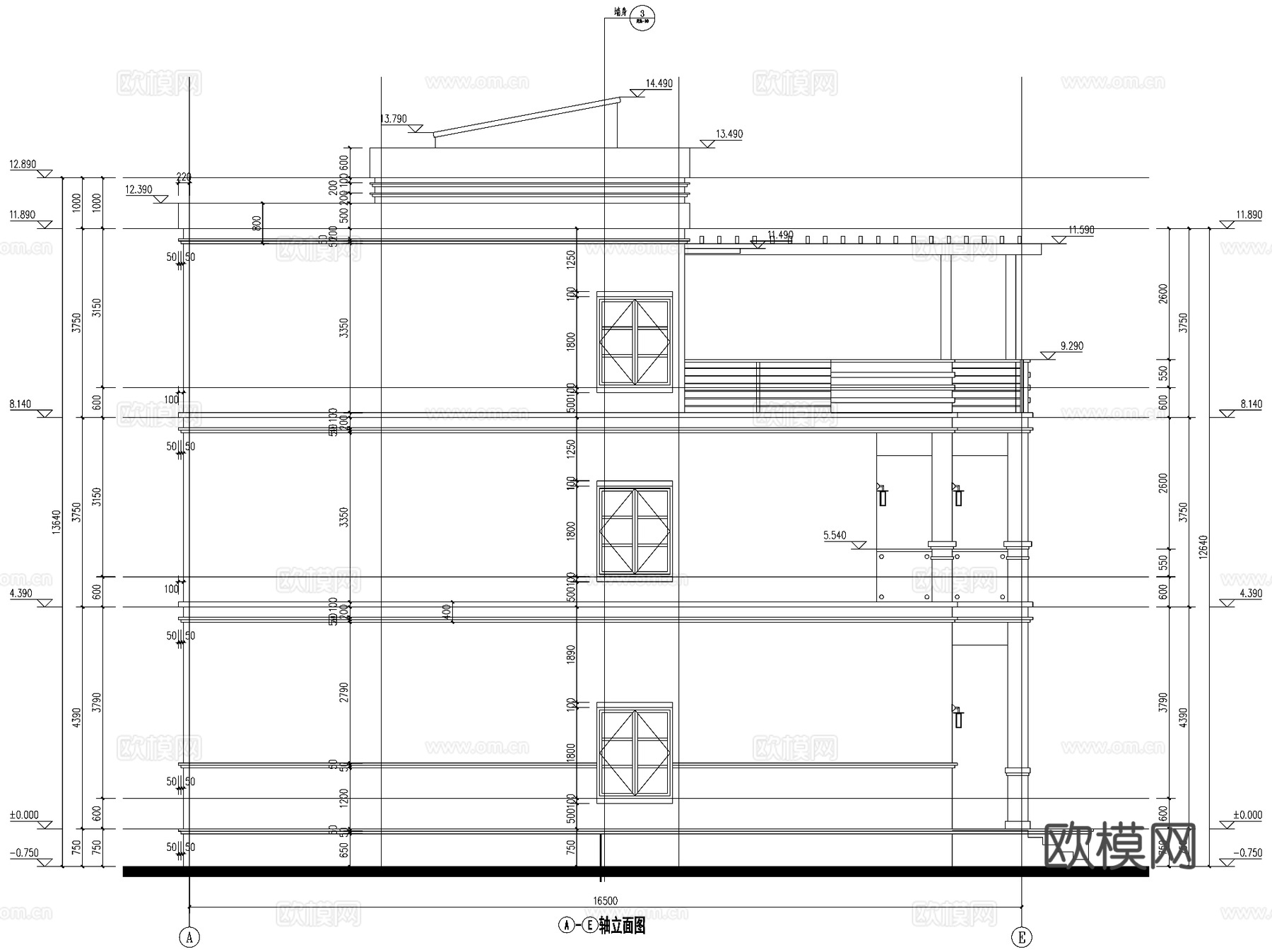 现代三层独栋别墅乡村农村自建房住宅建筑CAD施工图cad施工图
