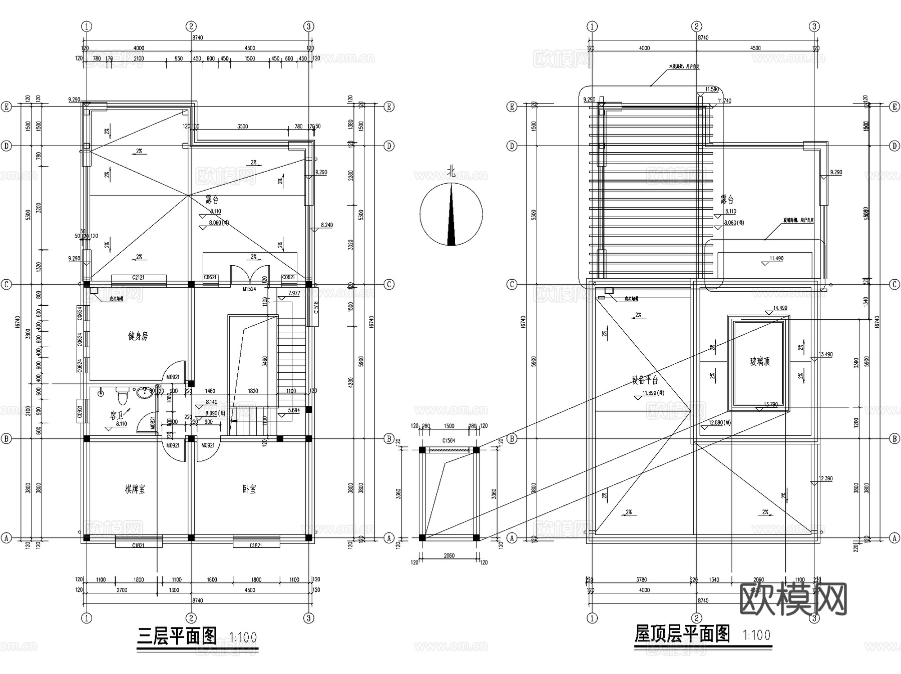 现代三层独栋别墅乡村农村自建房住宅建筑CAD施工图cad施工图