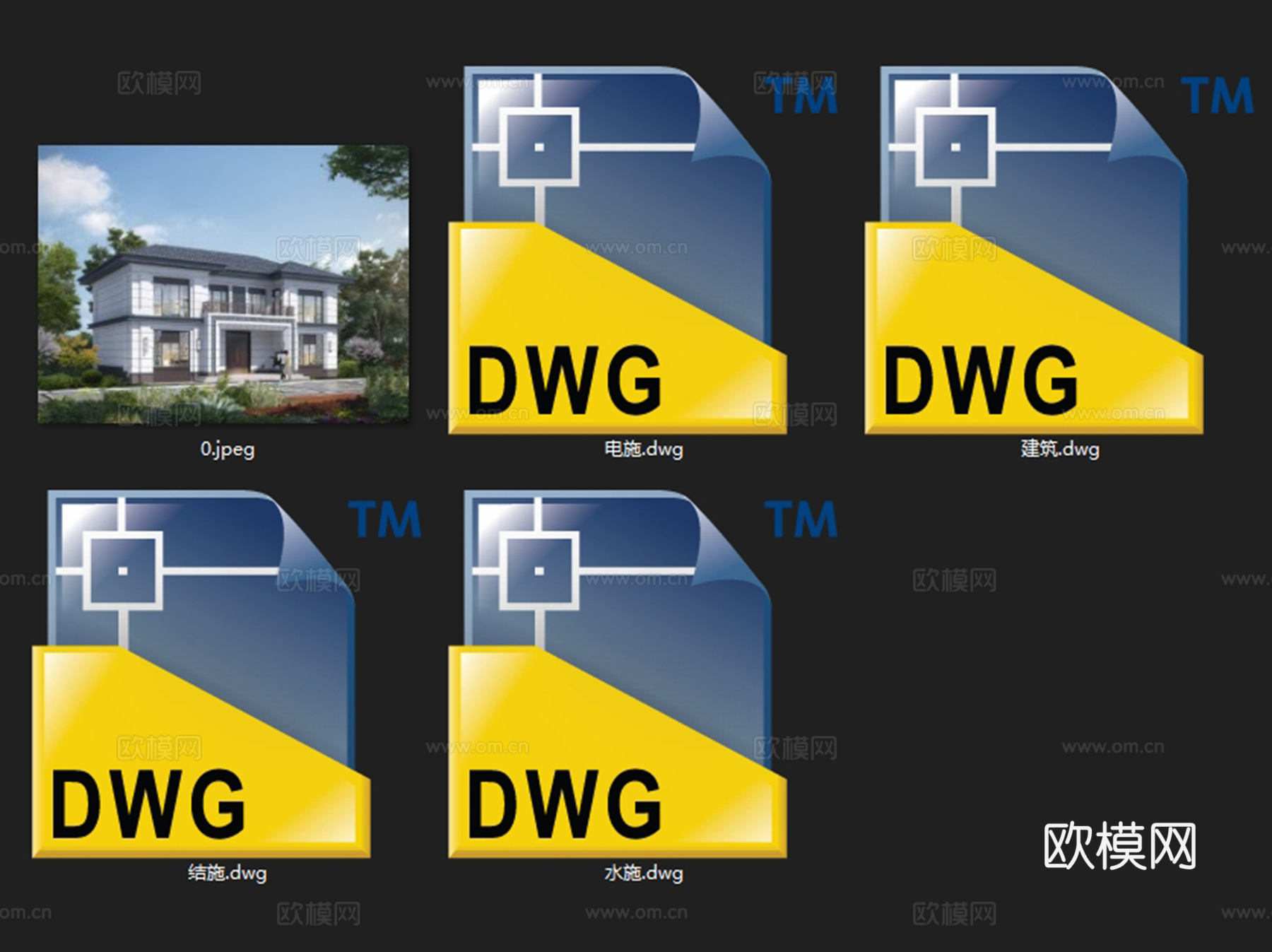 新中式二层独栋别墅农村乡村自建房建筑CAD施工图cad施工图