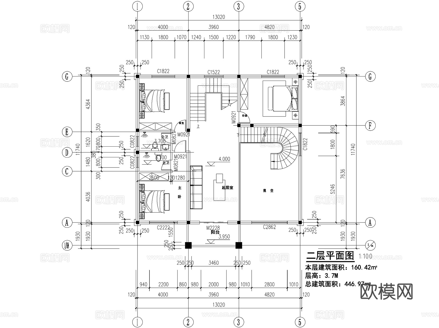 新中式三层独栋别墅乡村农村自建房住宅建筑CAD施工图cad施工图