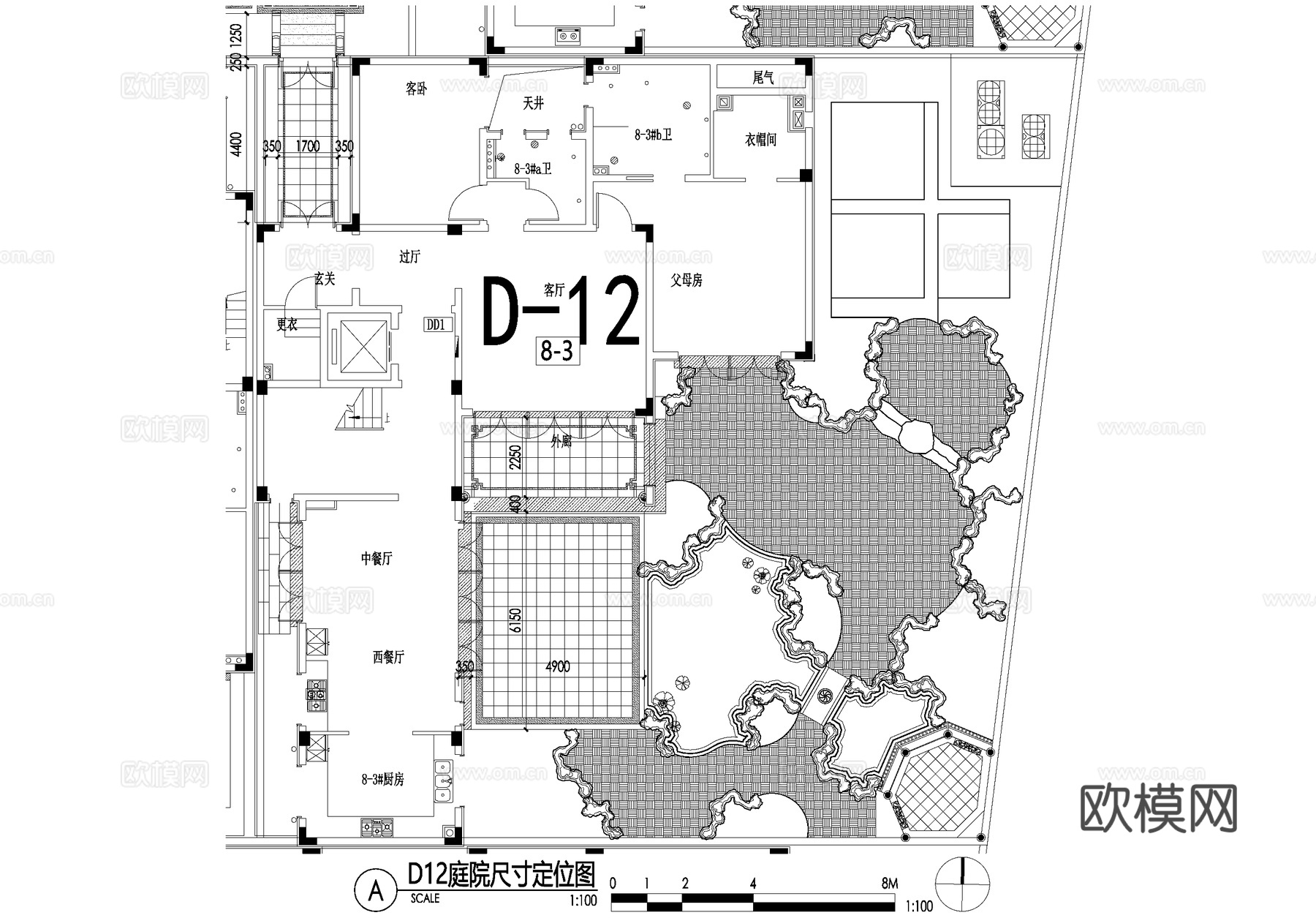 新中式别墅庭院景观平面图CAD施工图cad施工图