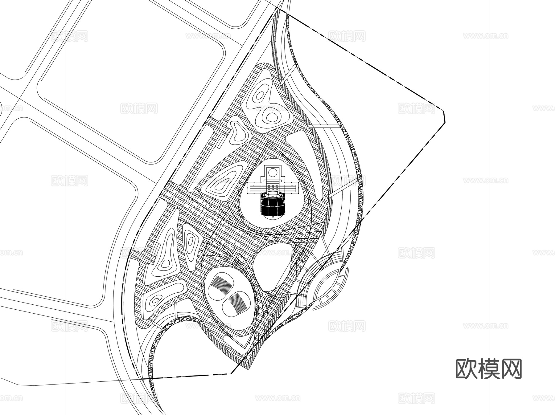 镇江文化艺术中心建筑平面CAD+SU+文本cad施工图