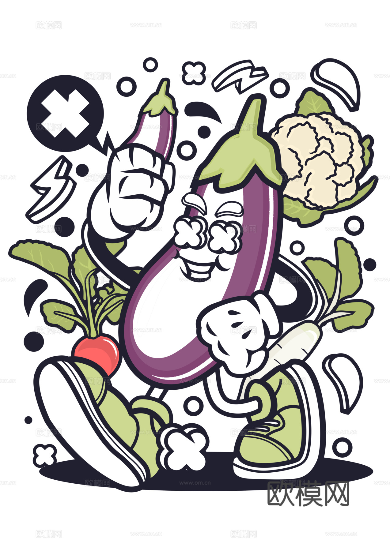 创意卡通潮流涂鸦插画印花66