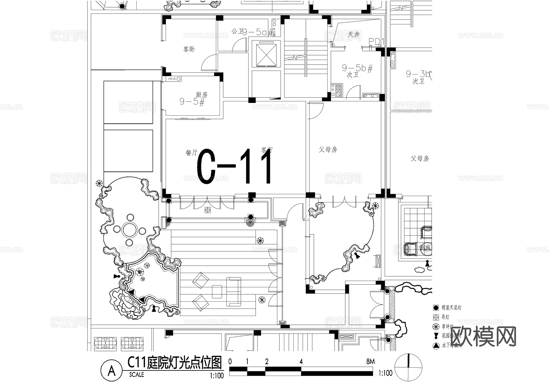 新中式别墅庭院景观平面图CAD施工图cad施工图