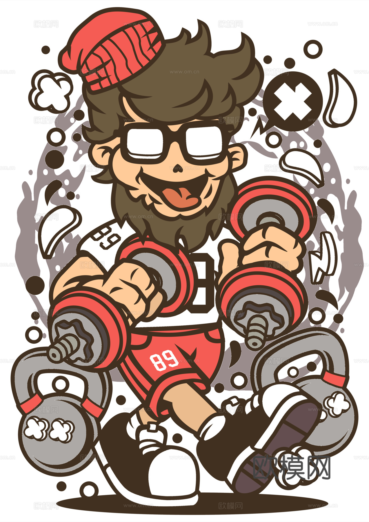 创意卡通潮流涂鸦插画印花86