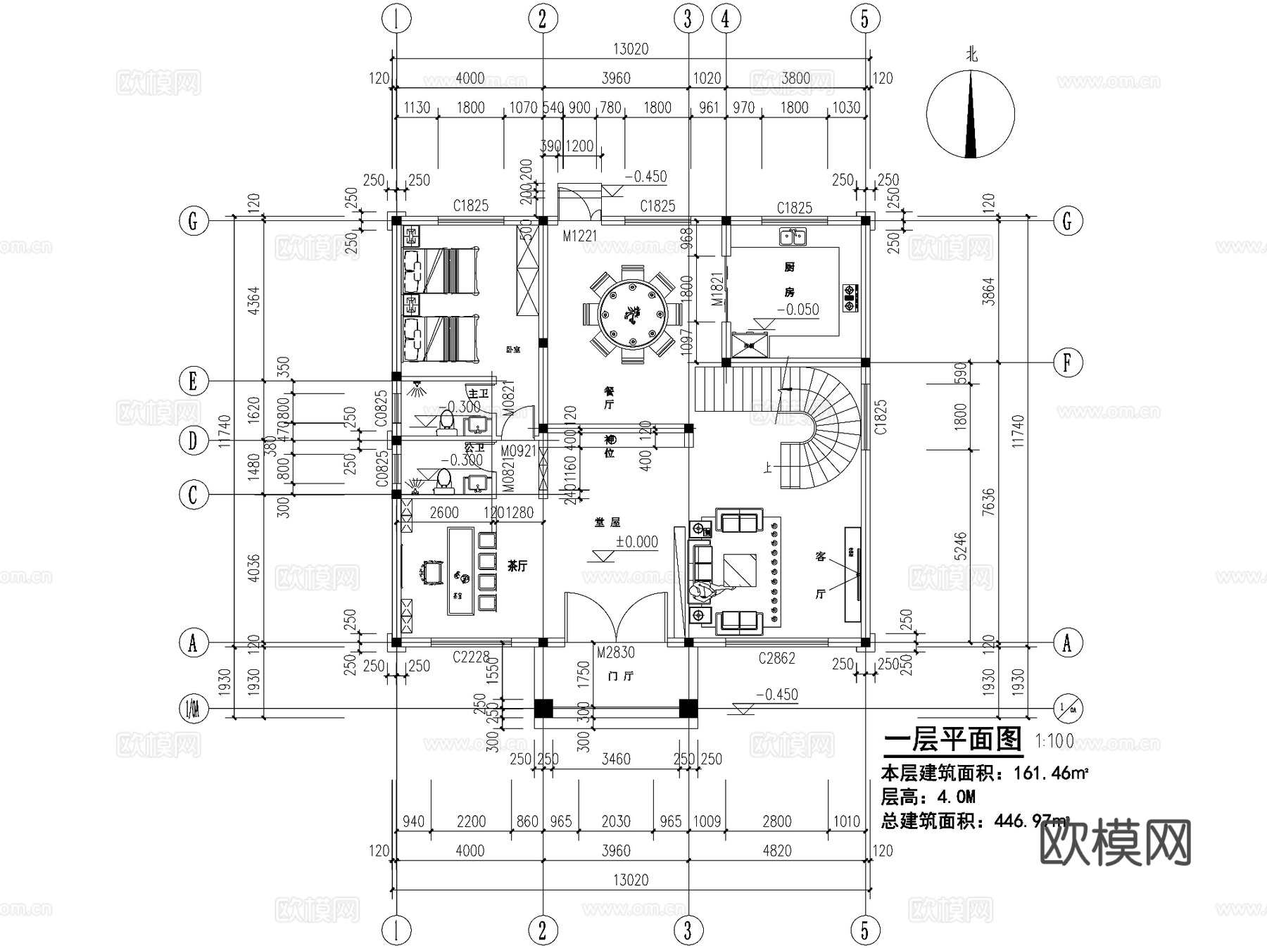 新中式三层独栋别墅乡村农村自建房住宅建筑CAD施工图cad施工图