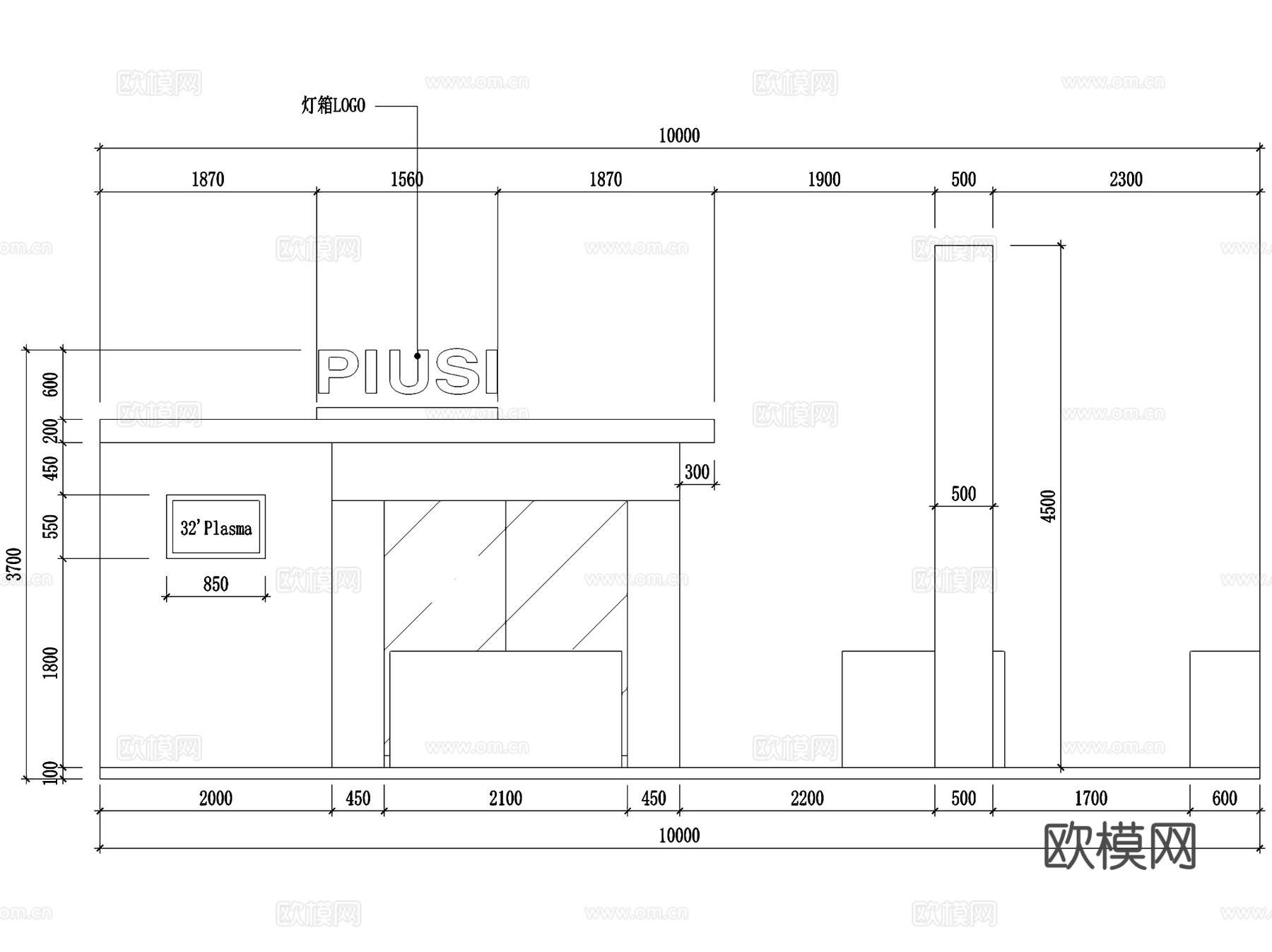 PIUSI产品展厅展台室内工装CAD施工图cad施工图