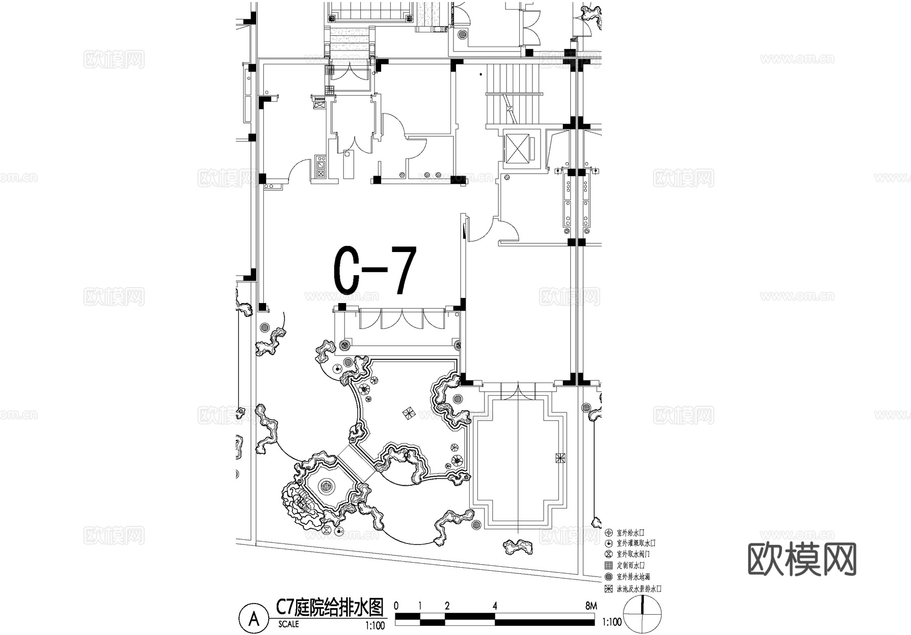 新中式别墅庭院景观平面图CAD施工图cad施工图