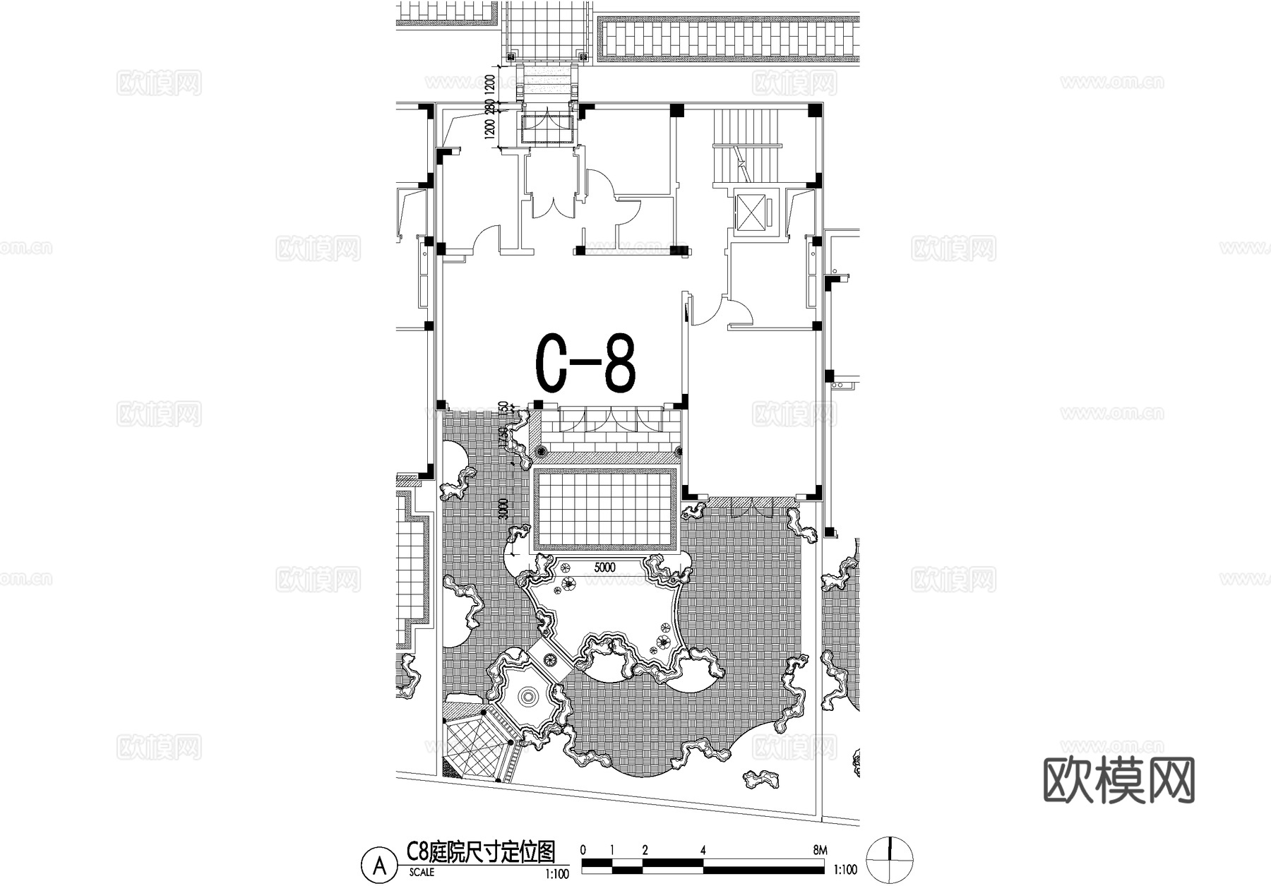 新中式别墅庭院景观平面图CAD施工图cad施工图
