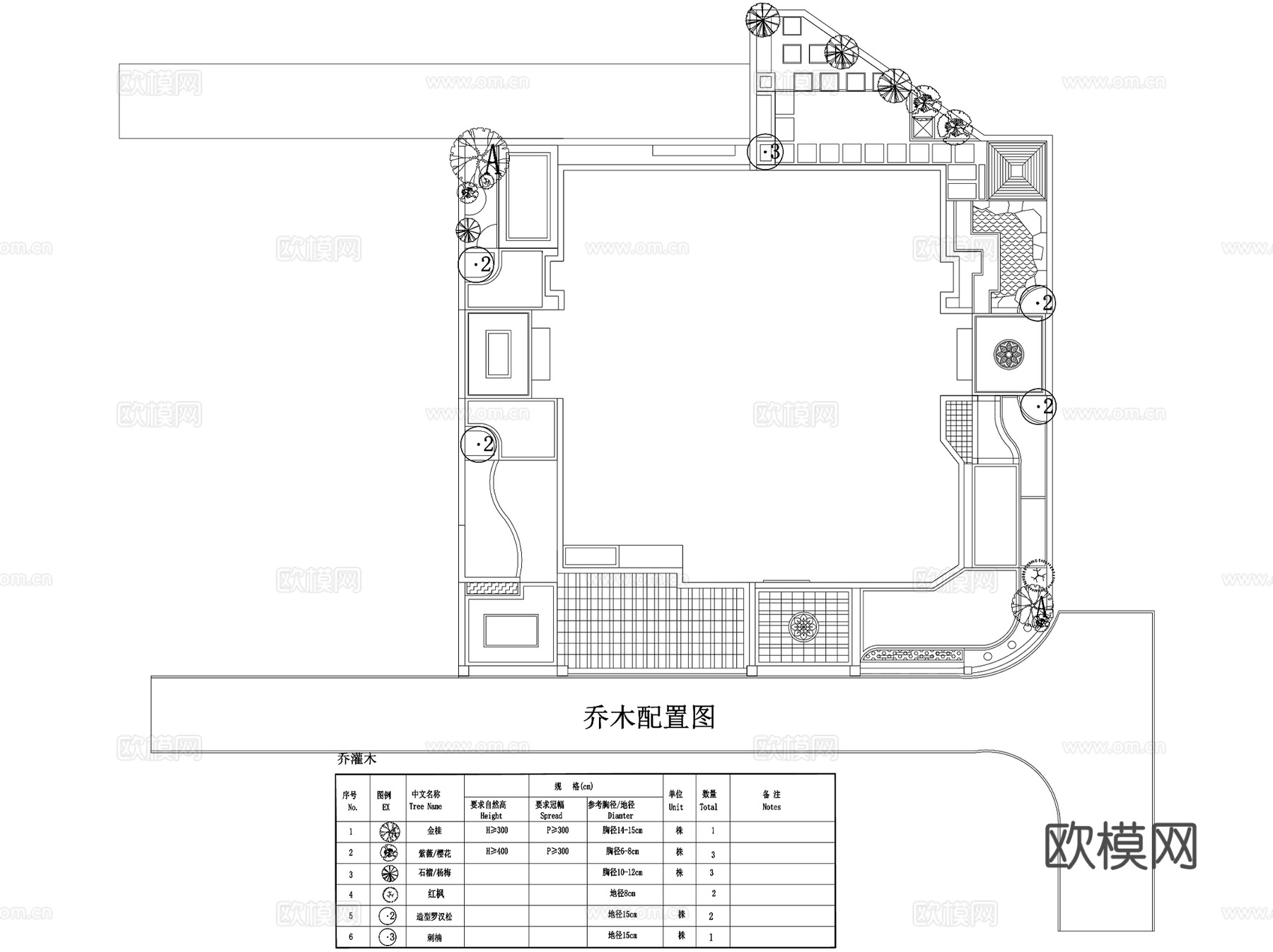 欧式别墅花园私家庭院景观CAD施工图cad施工图