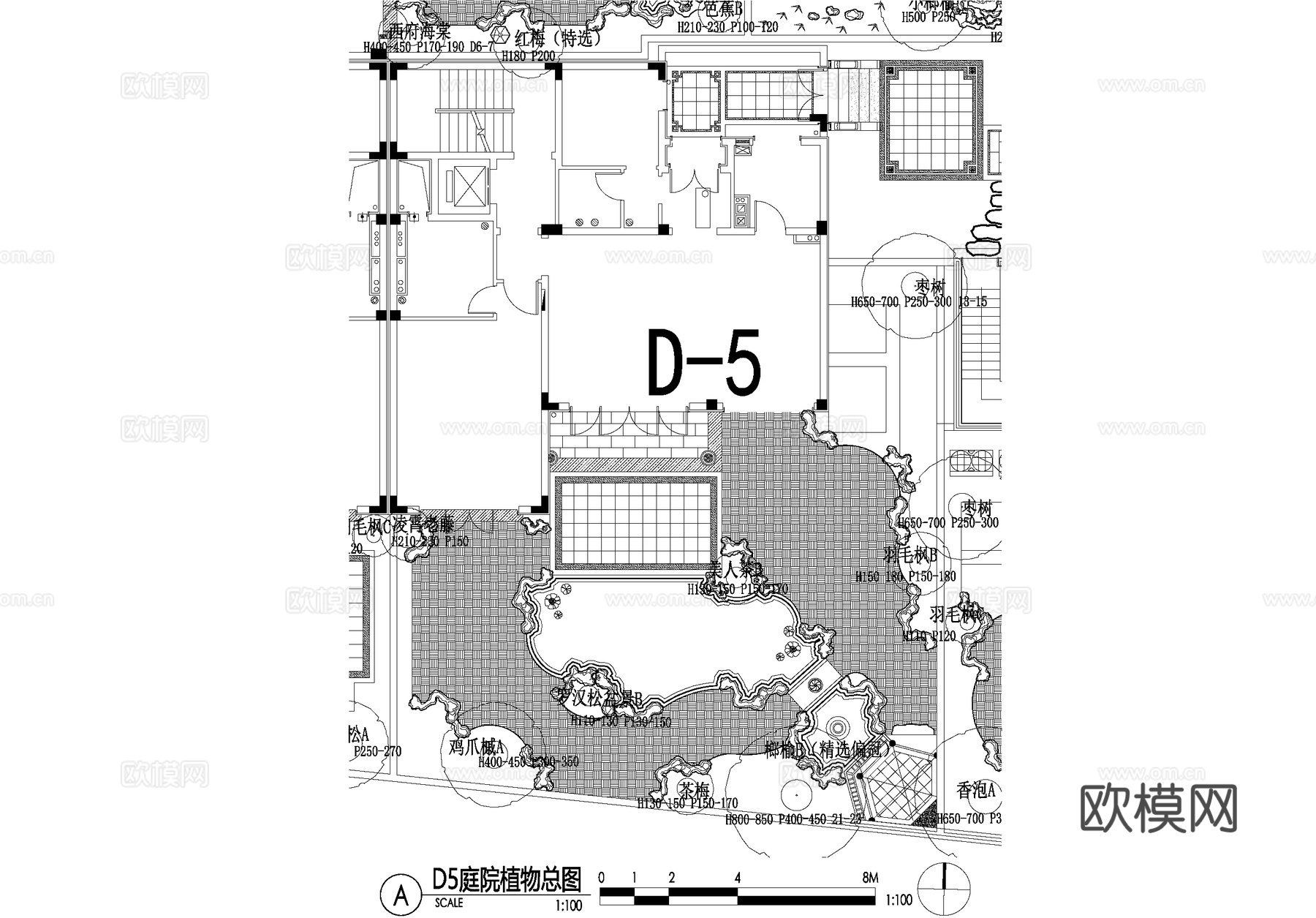 新中式别墅庭院景观平面图CAD施工图cad施工图