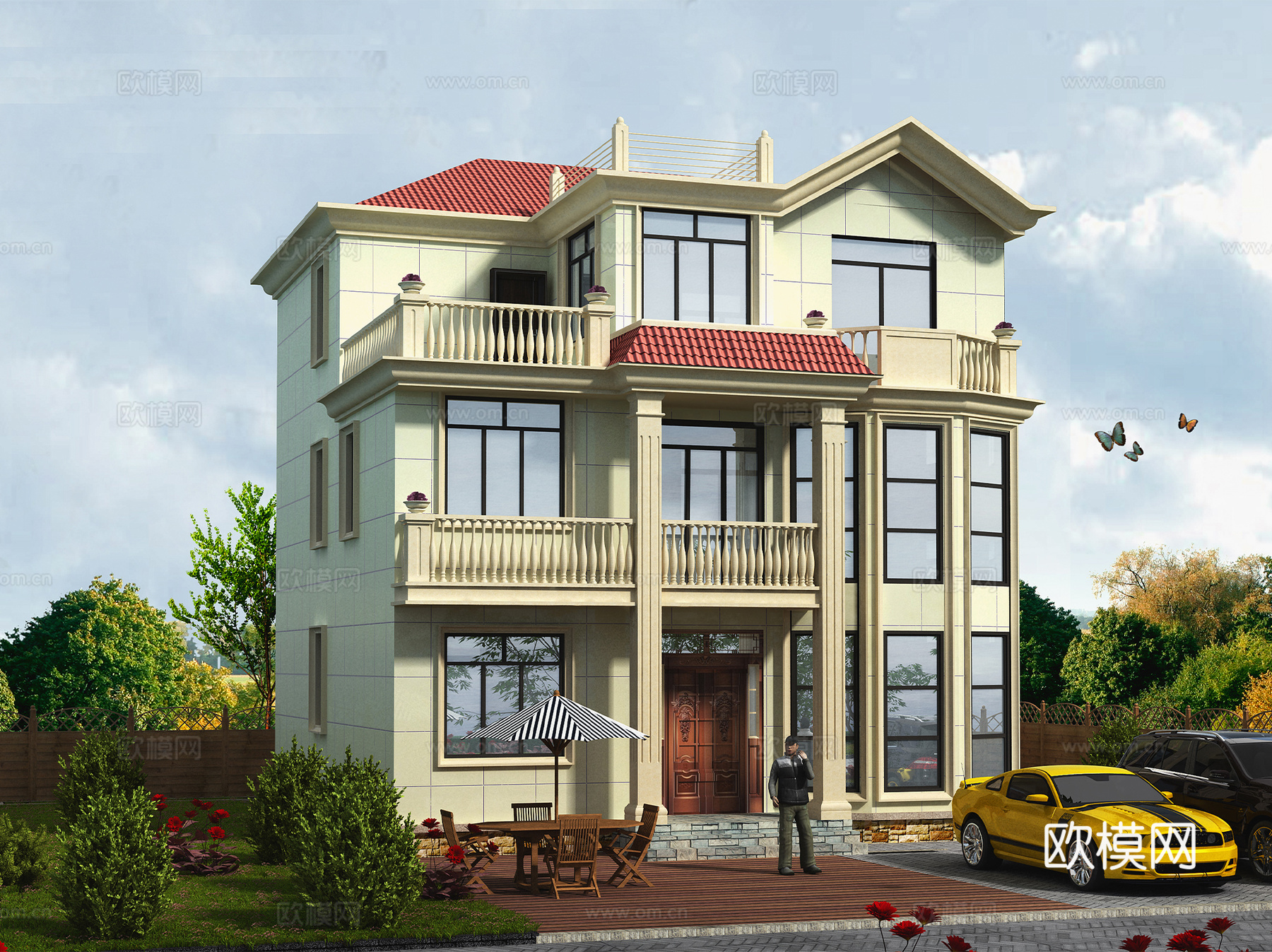 欧式简约三层独栋别墅农村乡村自建房住宅建筑CAD施工图cad施工图