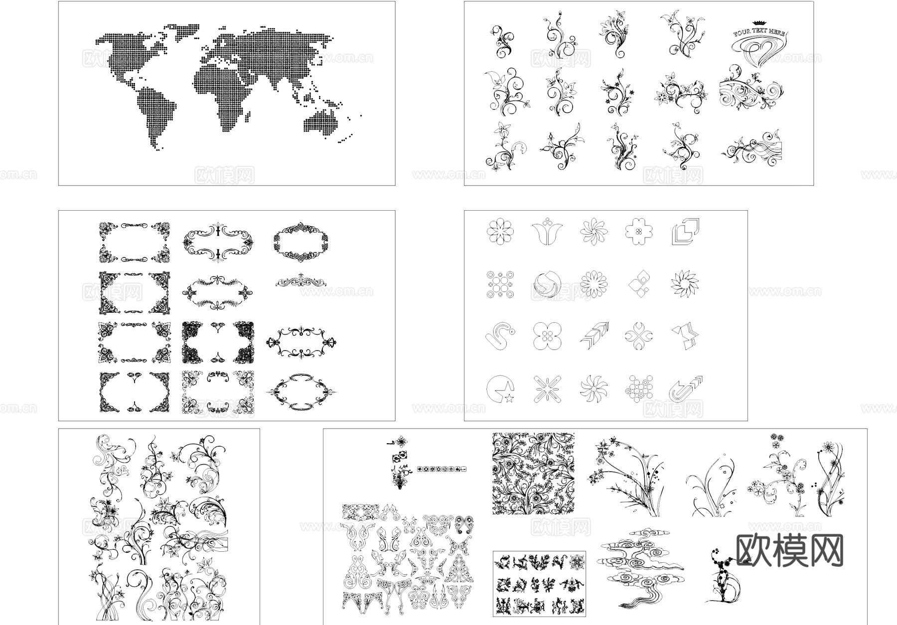 纹样花纹雕花CAD图库cad施工图