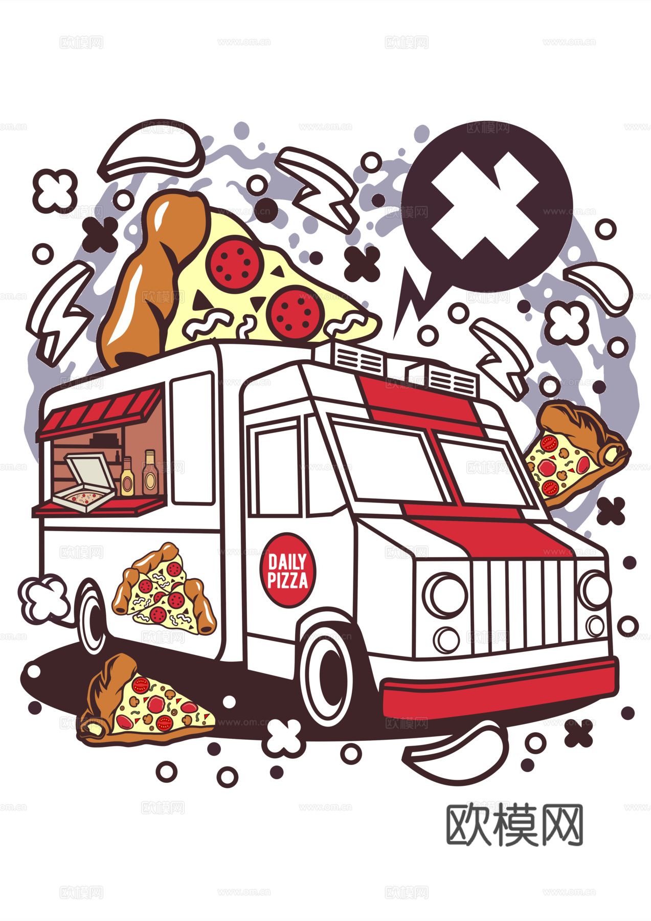 创意卡通潮流涂鸦插画印花132