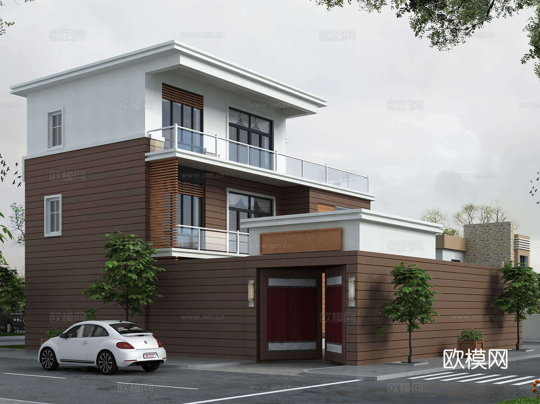 现代三层合院别墅乡村农村自建房住宅建筑CAD施工图cad施工图