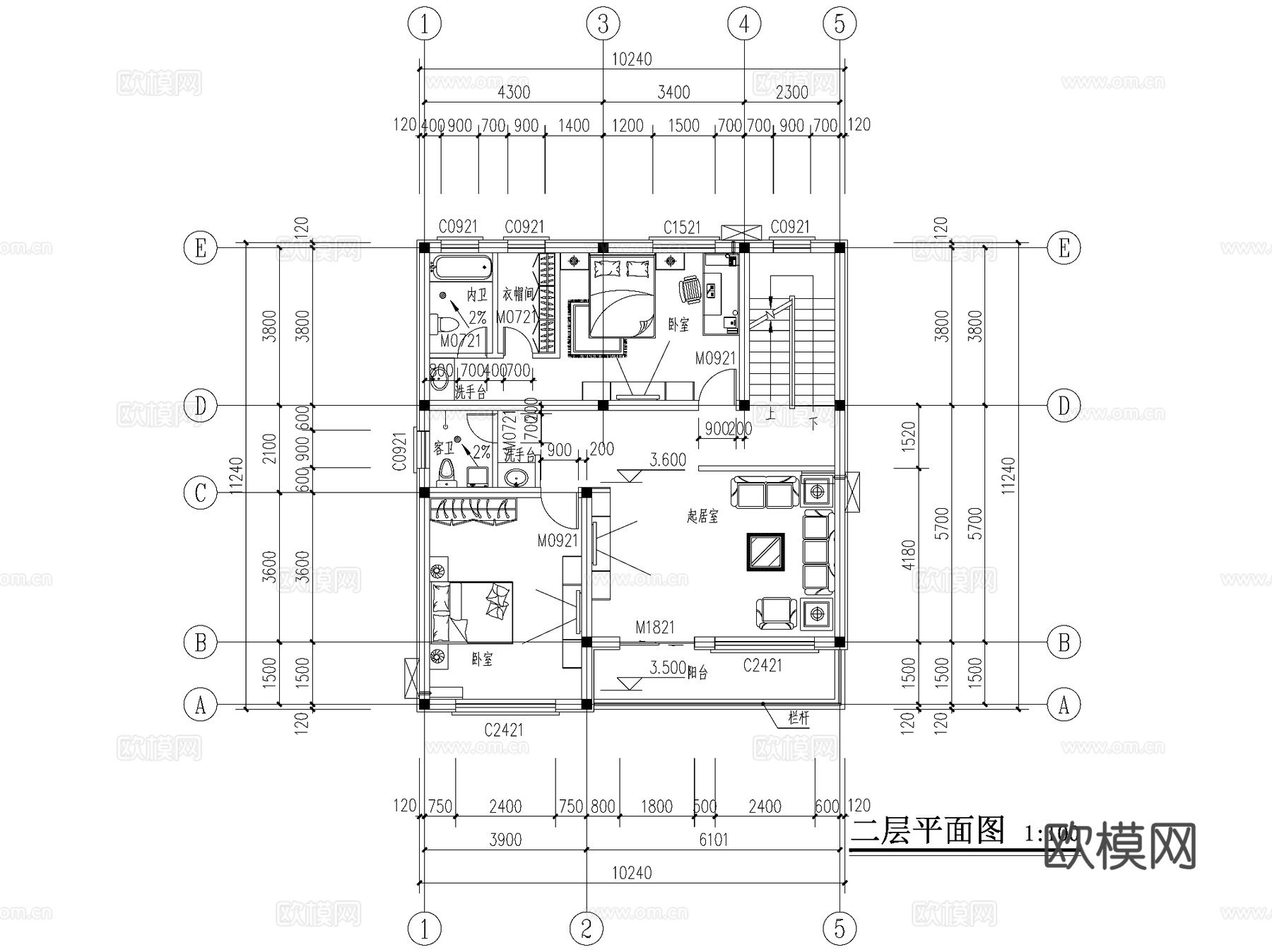 现代简欧三层独栋别墅乡村农村自建房住宅建筑CAD施工图cad施工图