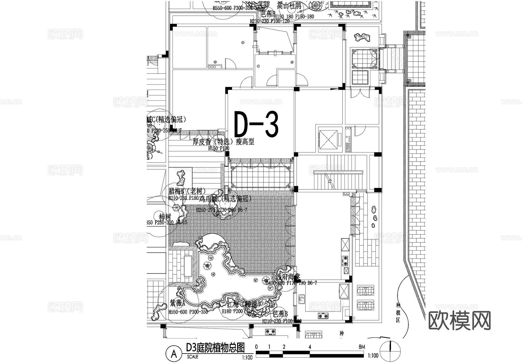 新中式别墅庭院景观平面图CAD施工图cad施工图