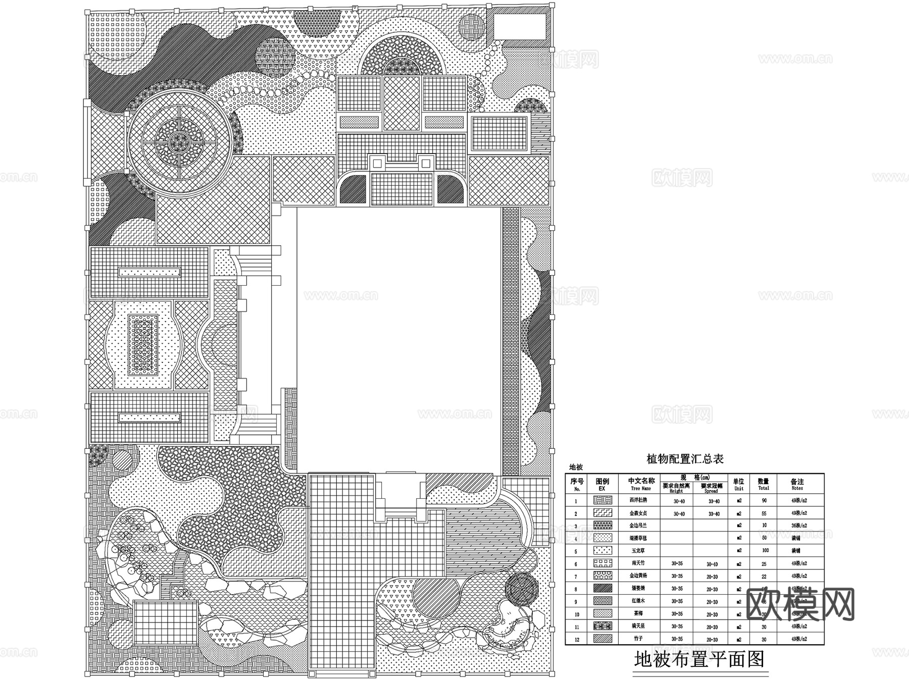 别墅花园私家庭院景观平面图集CAD施工图cad施工图