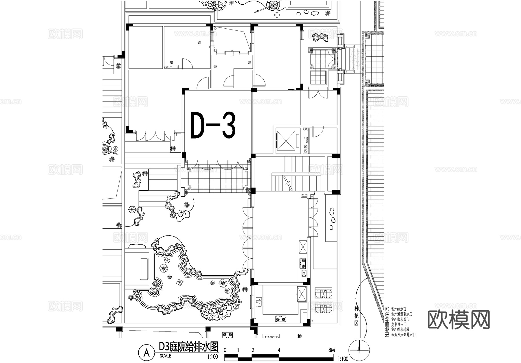 新中式别墅庭院景观平面图CAD施工图cad施工图