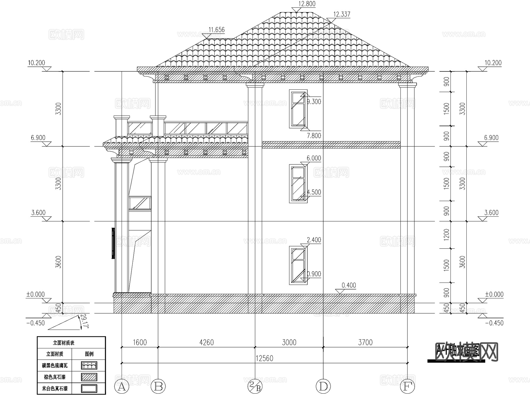 新中式三层独栋别墅乡村农村自建房住宅建筑CAD施工图cad施工图