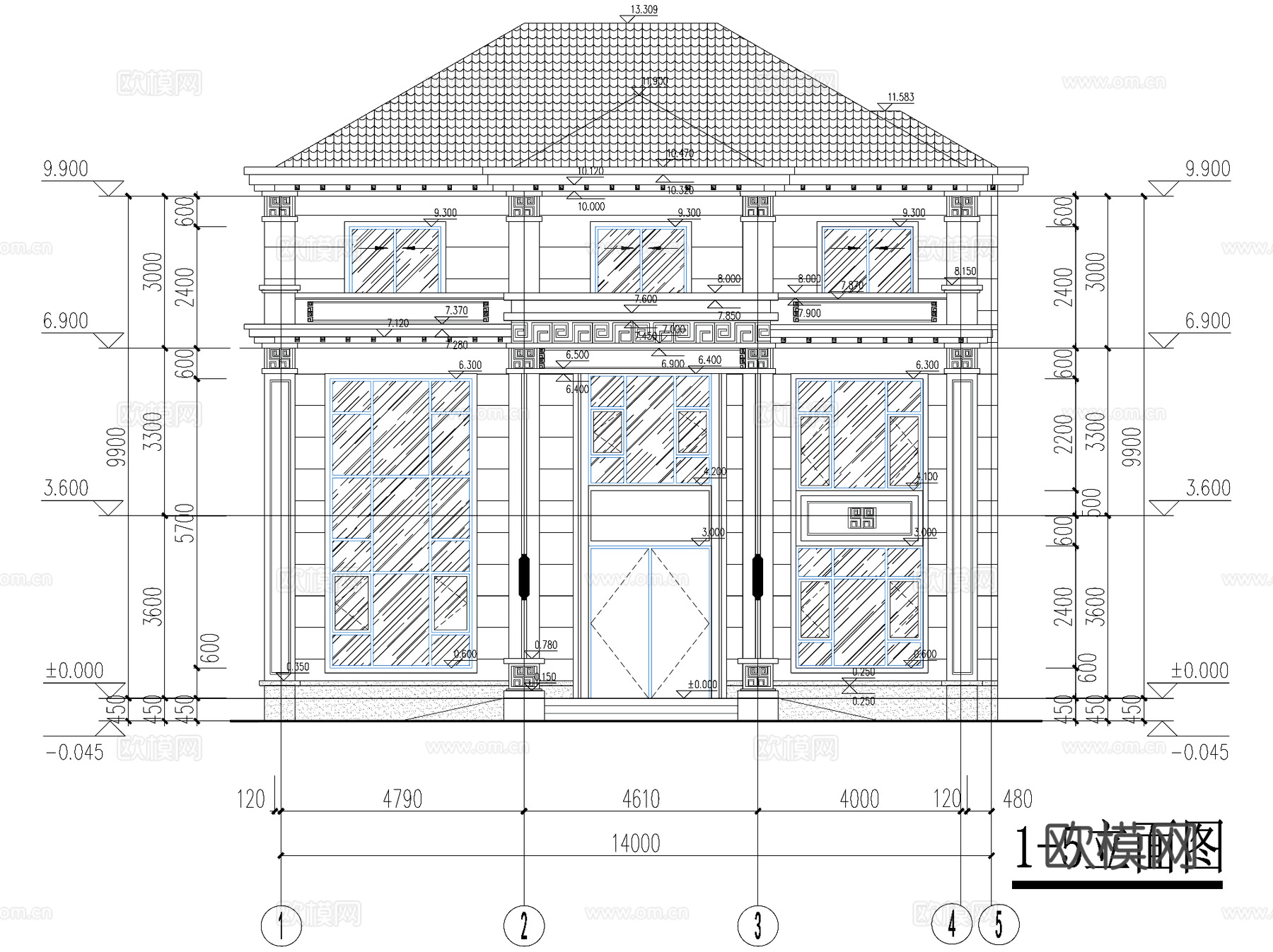 新中式三层独栋别墅乡村农村自建房住宅建筑CAD施工图cad施工图