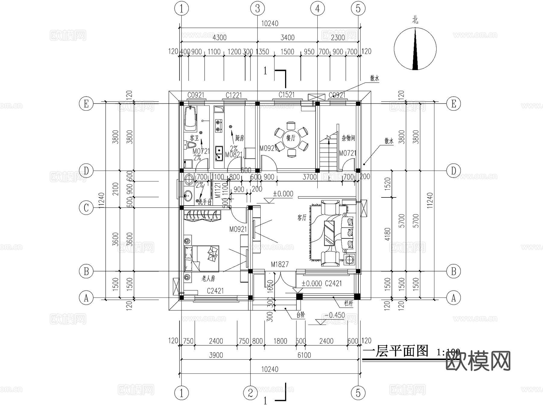现代简欧三层独栋别墅乡村农村自建房住宅建筑CAD施工图cad施工图