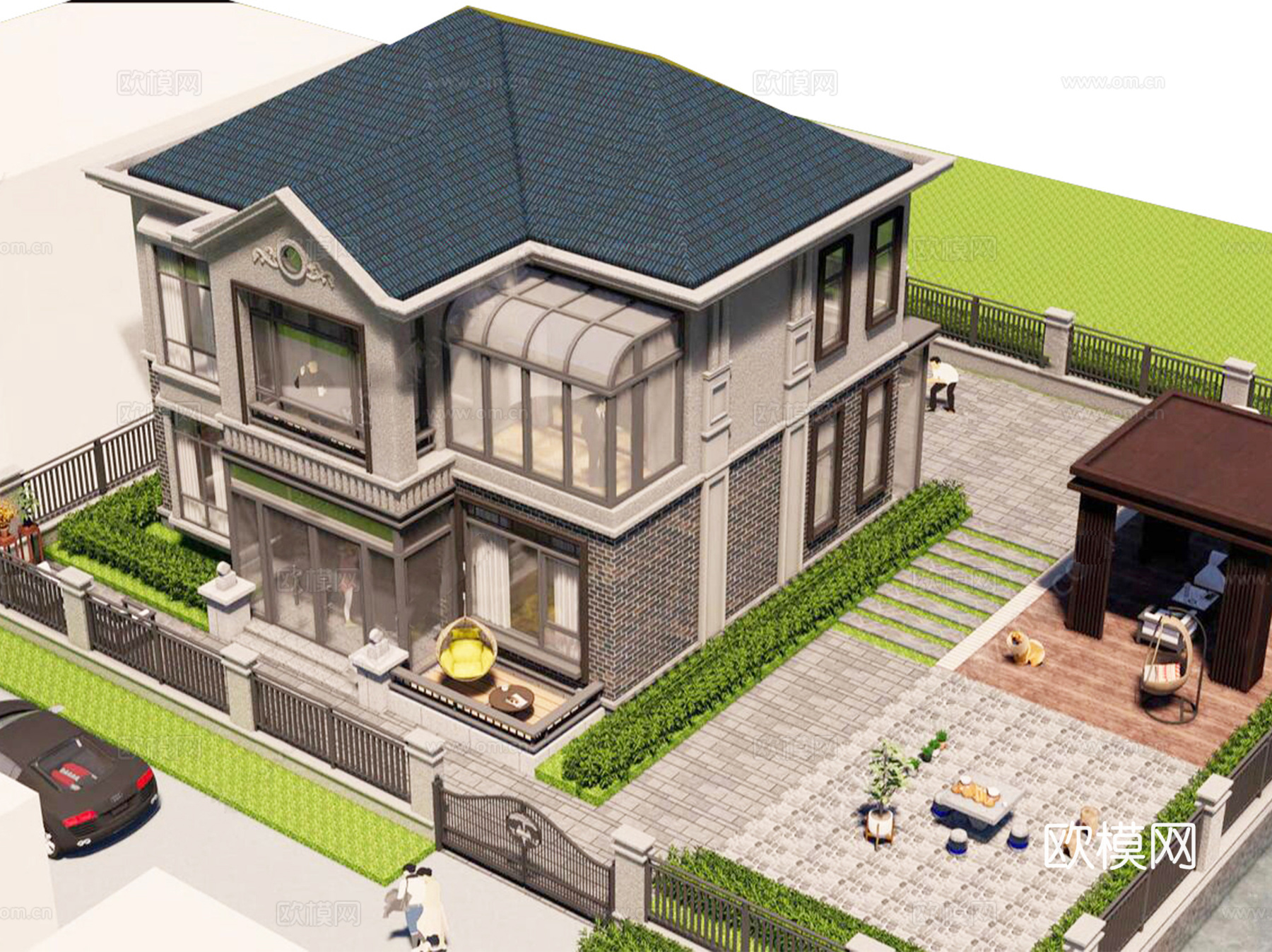 简欧乡村二层独栋别墅自建房建筑CAD施工图cad施工图