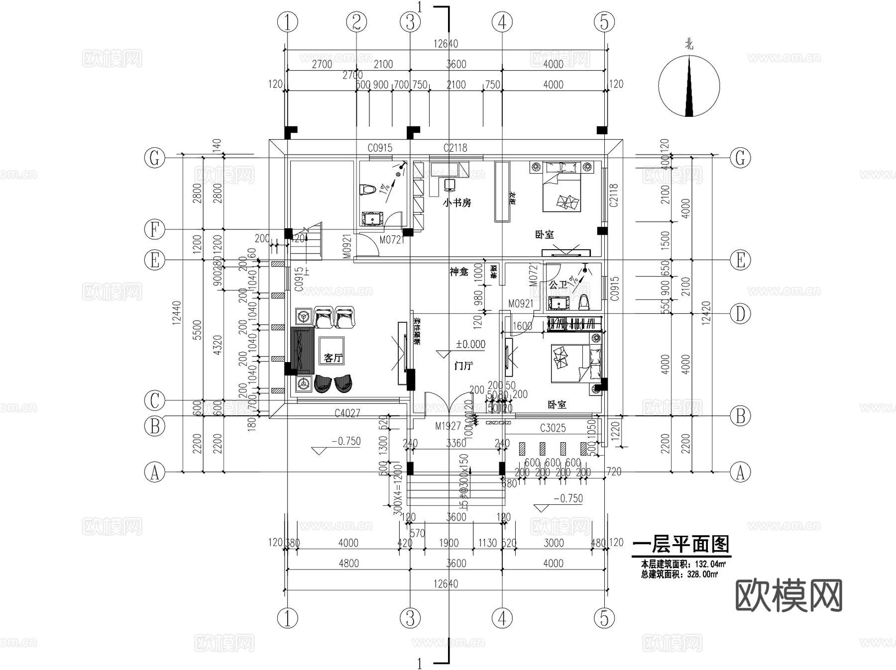 现代三层独栋别墅乡村农村自建房住宅建筑CAD施工图cad施工图