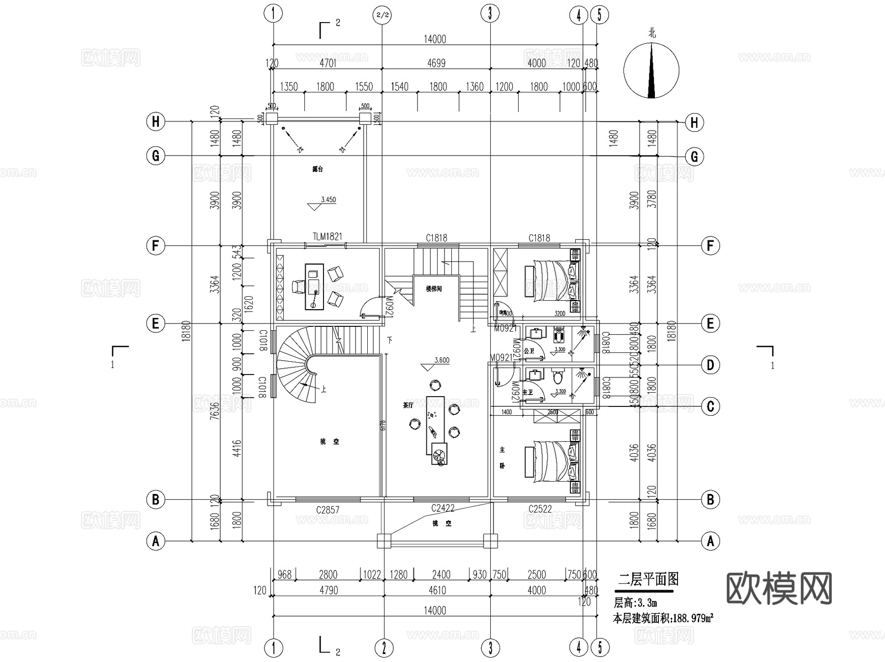新中式三层独栋别墅乡村农村自建房住宅建筑CAD施工图cad施工图